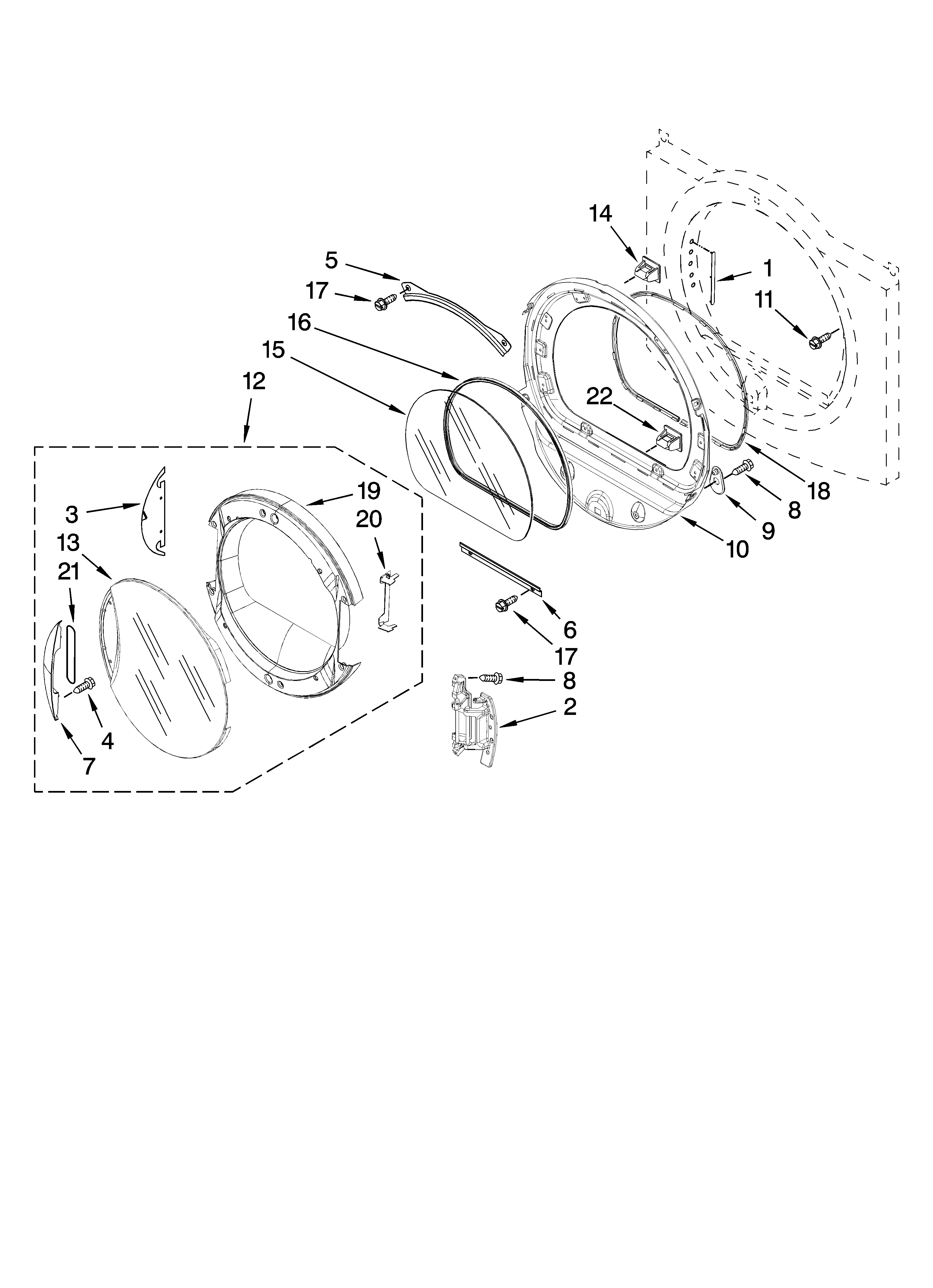 Kenmore Elite 11097872601 door parts, optional parts (not included) diagram