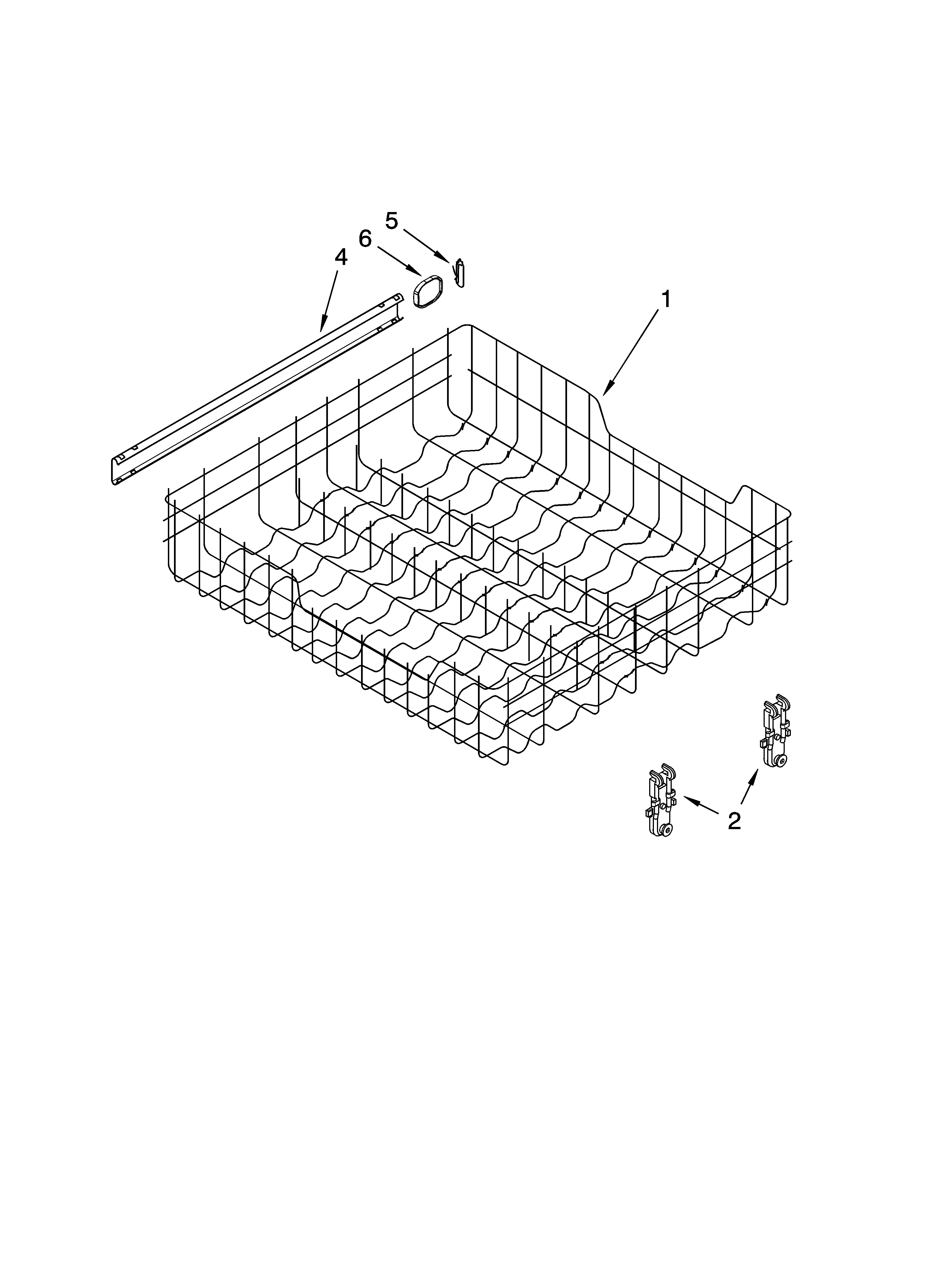 Kenmore 66513673K602 upper rack and track parts diagram
