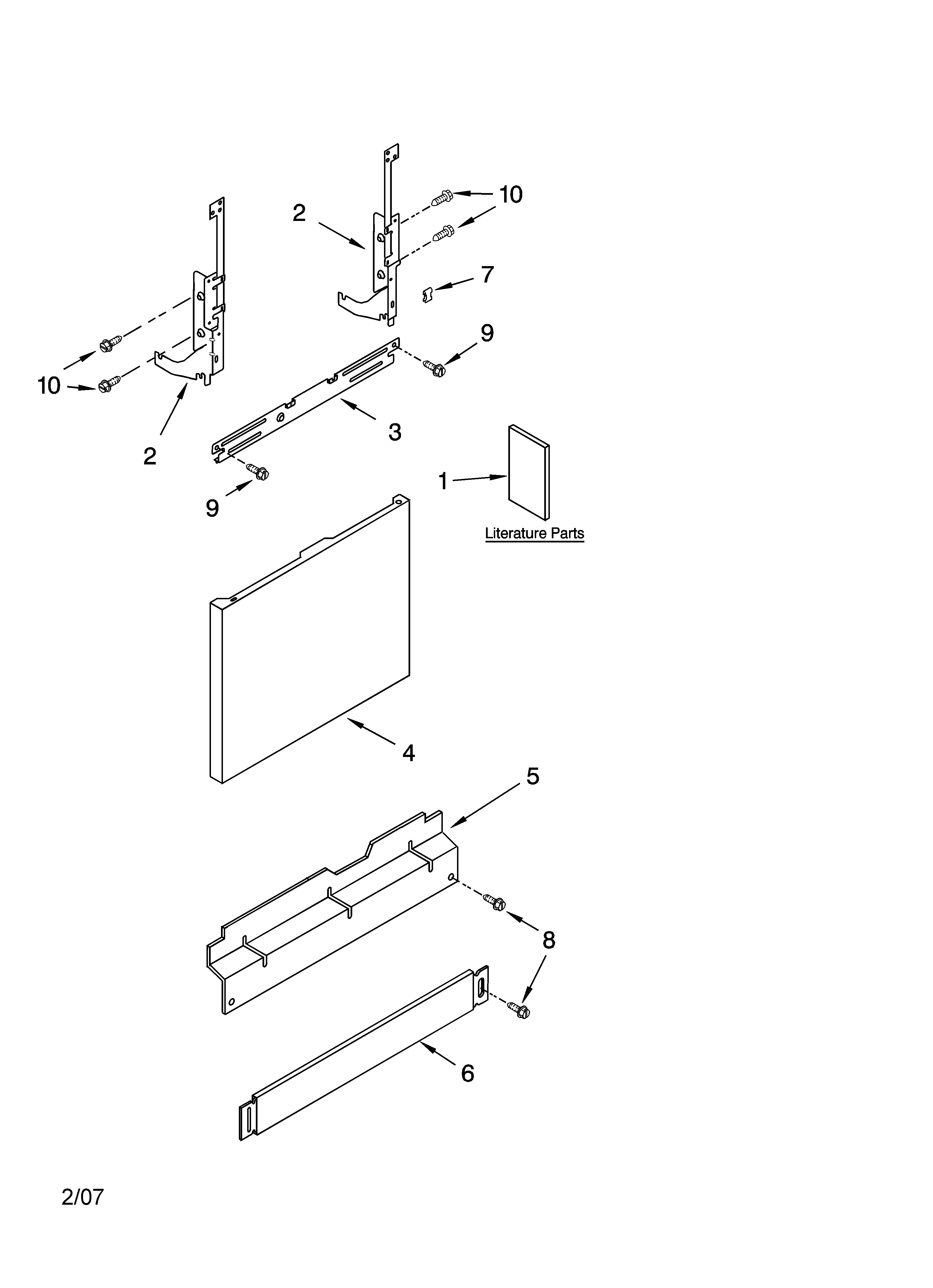 Kenmore 66513682K602 door and panel parts diagram