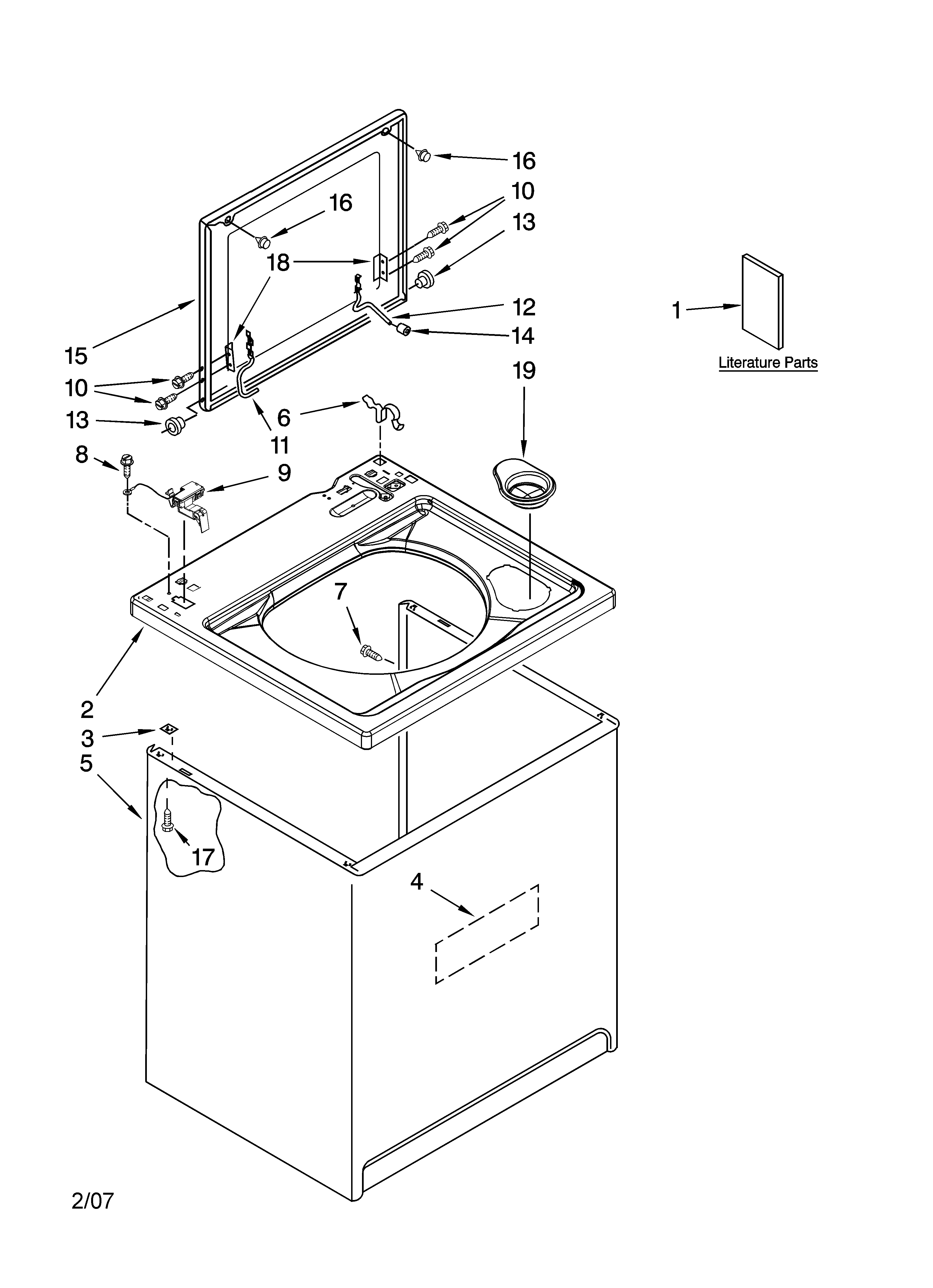 Kenmore 11027831600 top and cabinet parts diagram