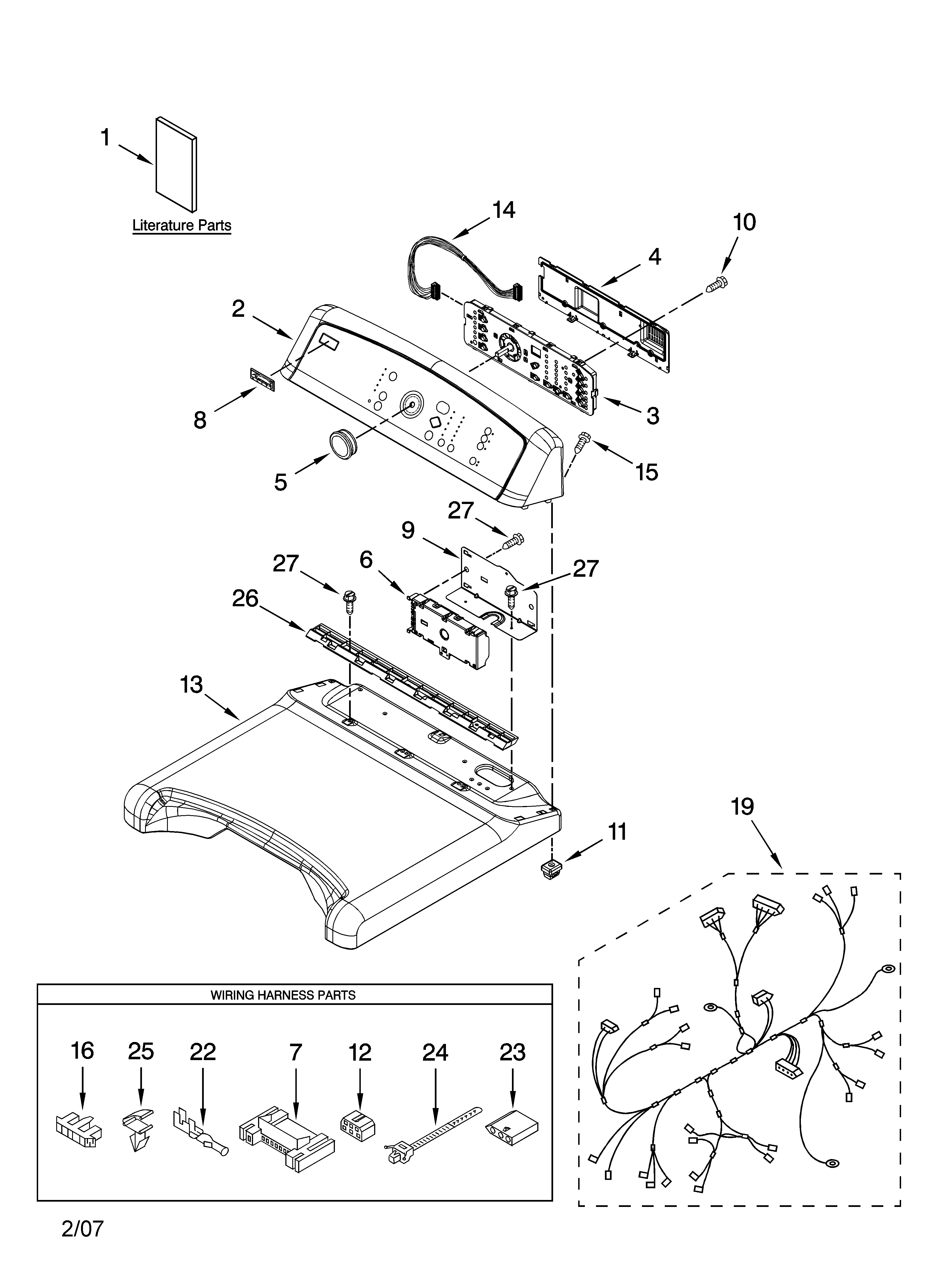 Kenmore Elite 11067052600 top and console parts diagram