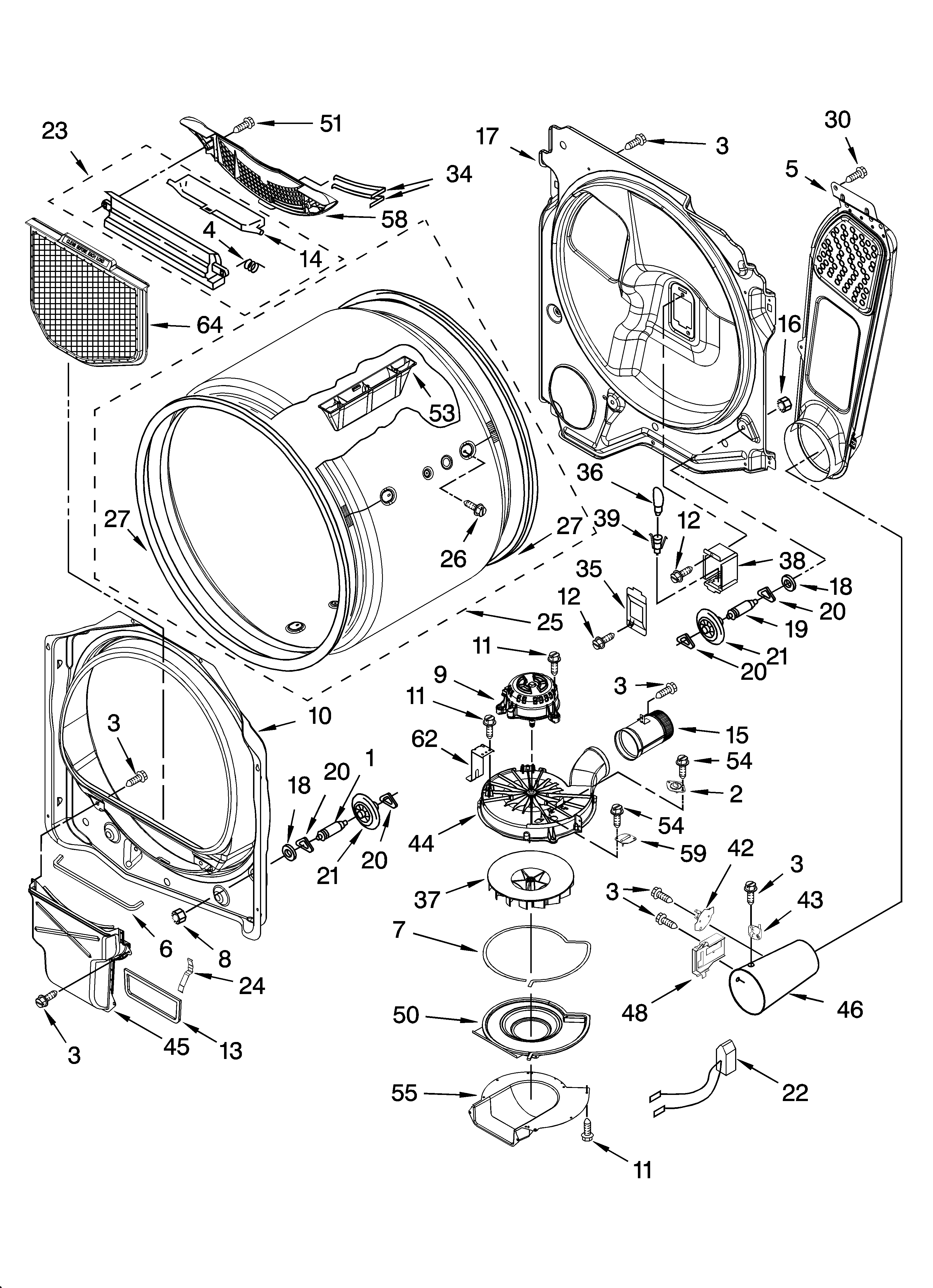 Kenmore Elite 11077082600 bulkhead parts diagram