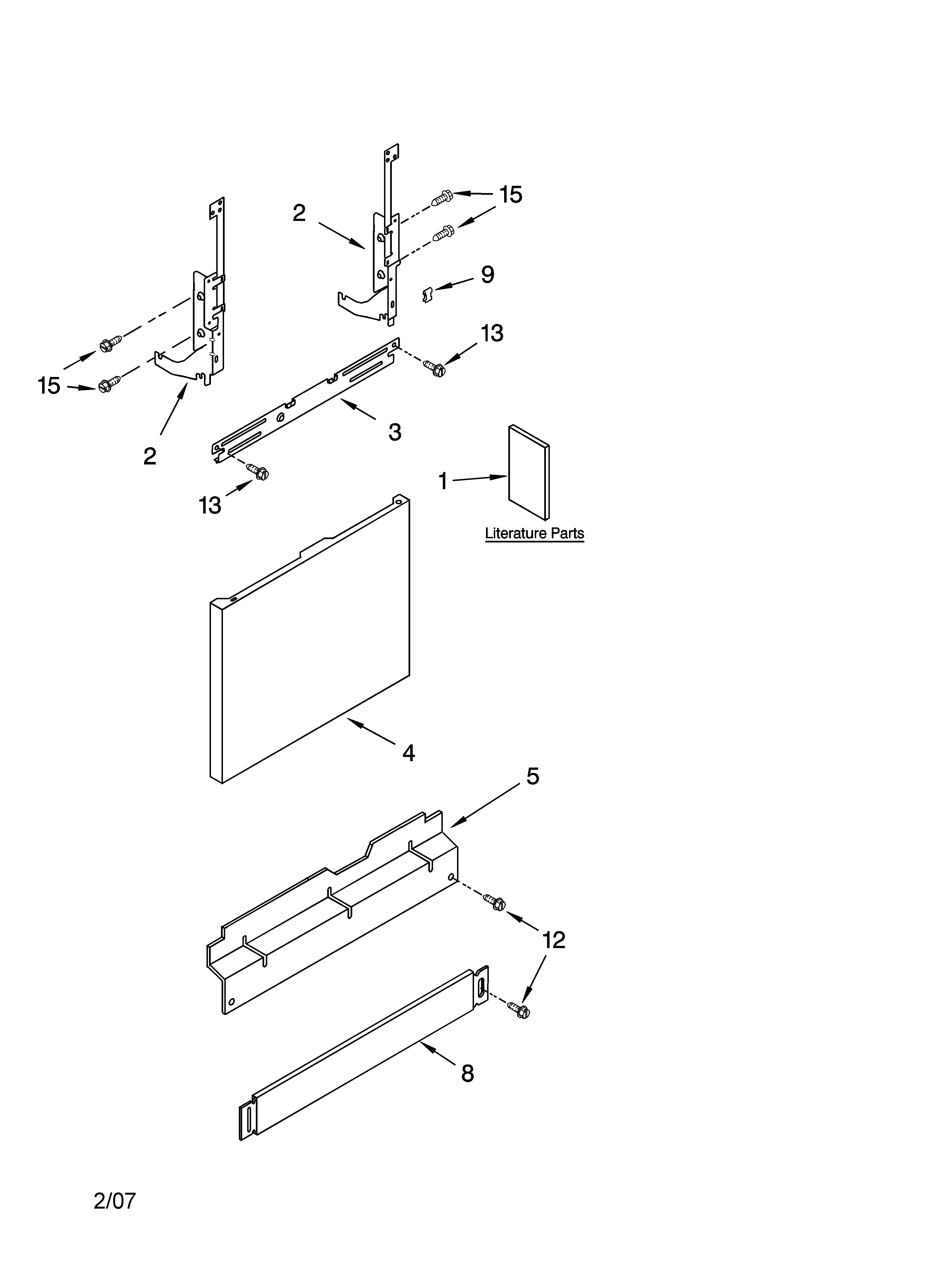 Kenmore 66513683K601 door and panel parts diagram