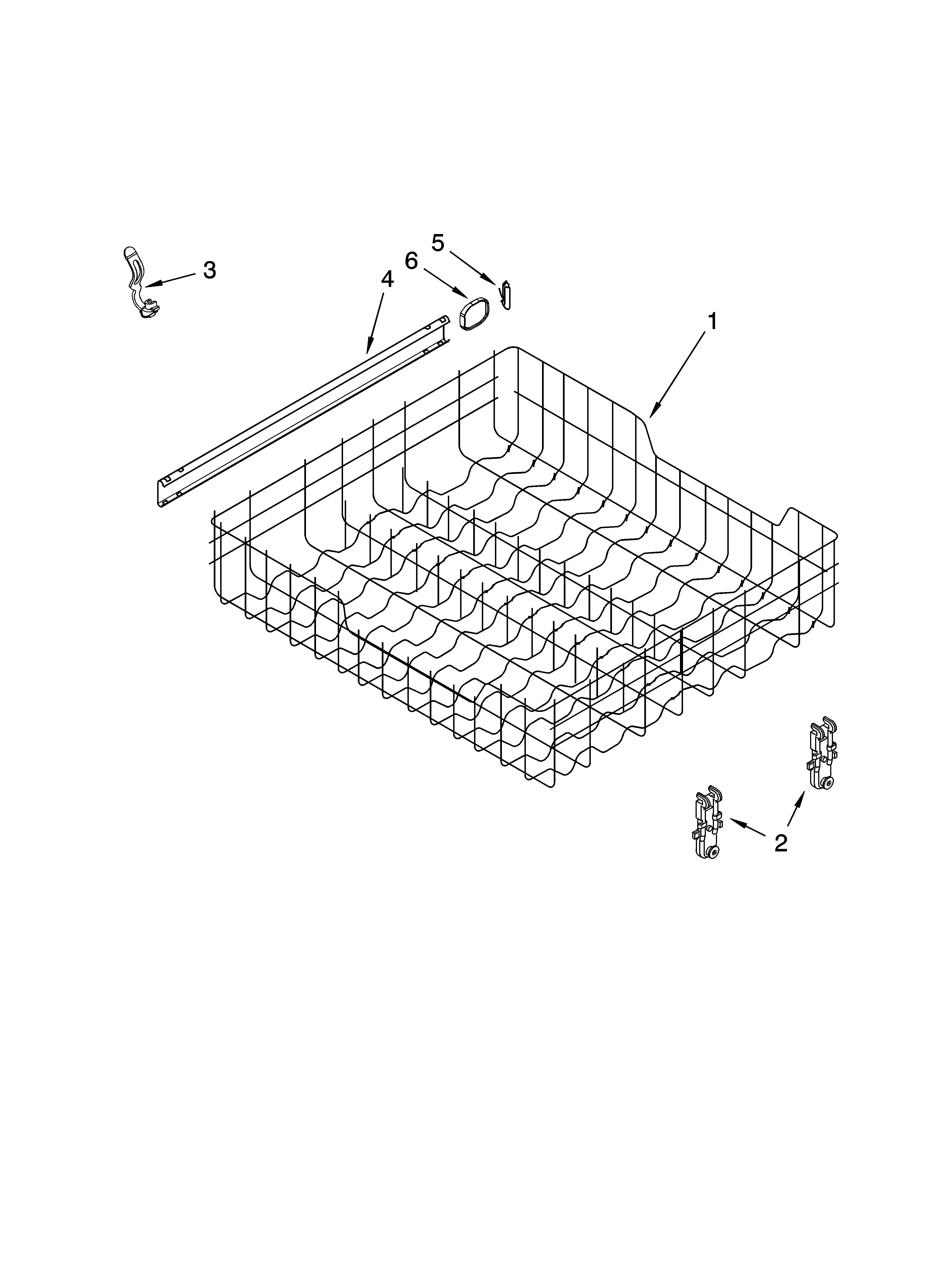Kenmore 66513683K601 upper rack and track parts diagram