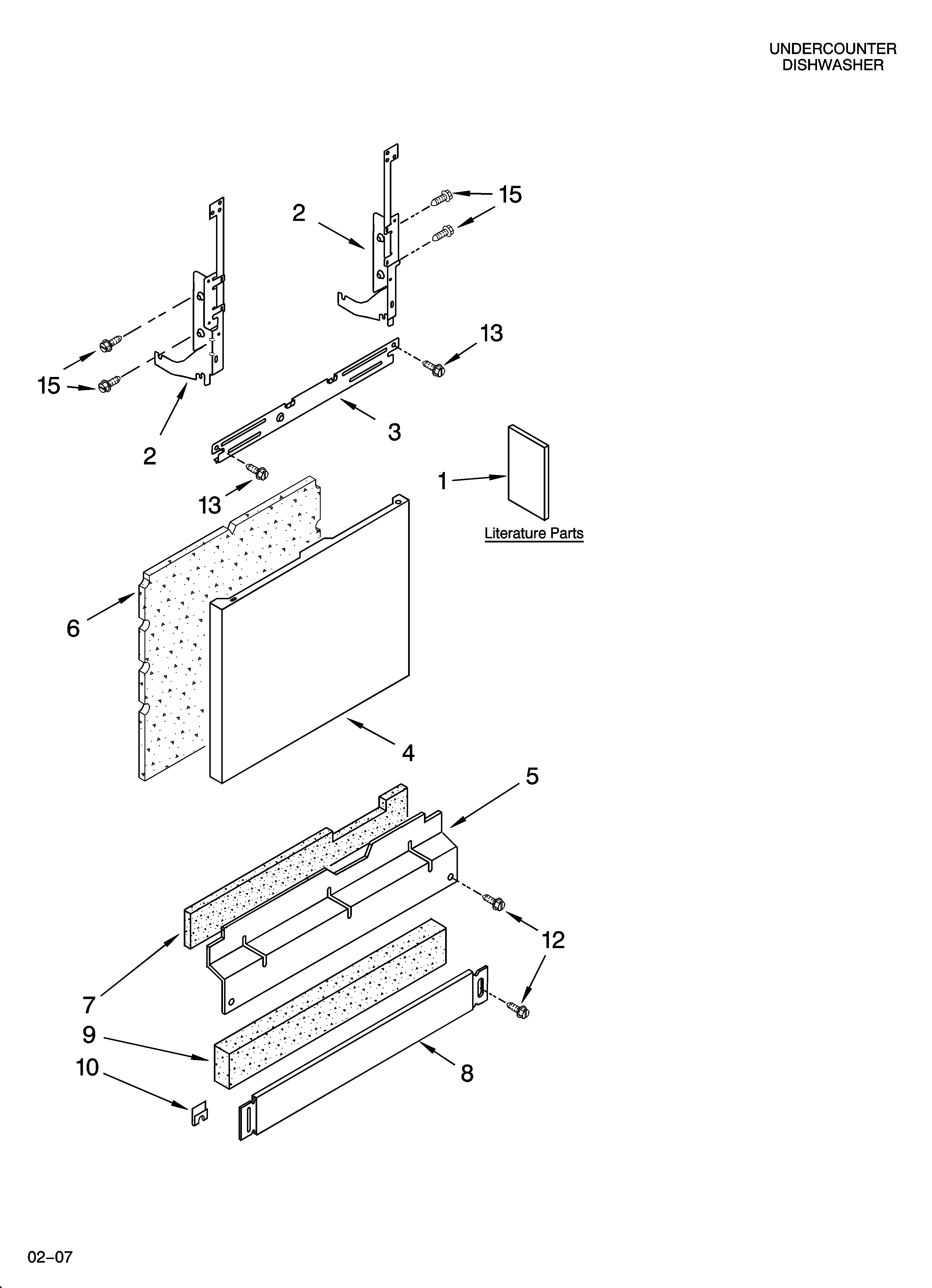 Kenmore Elite 66576972K602 door and panel parts diagram