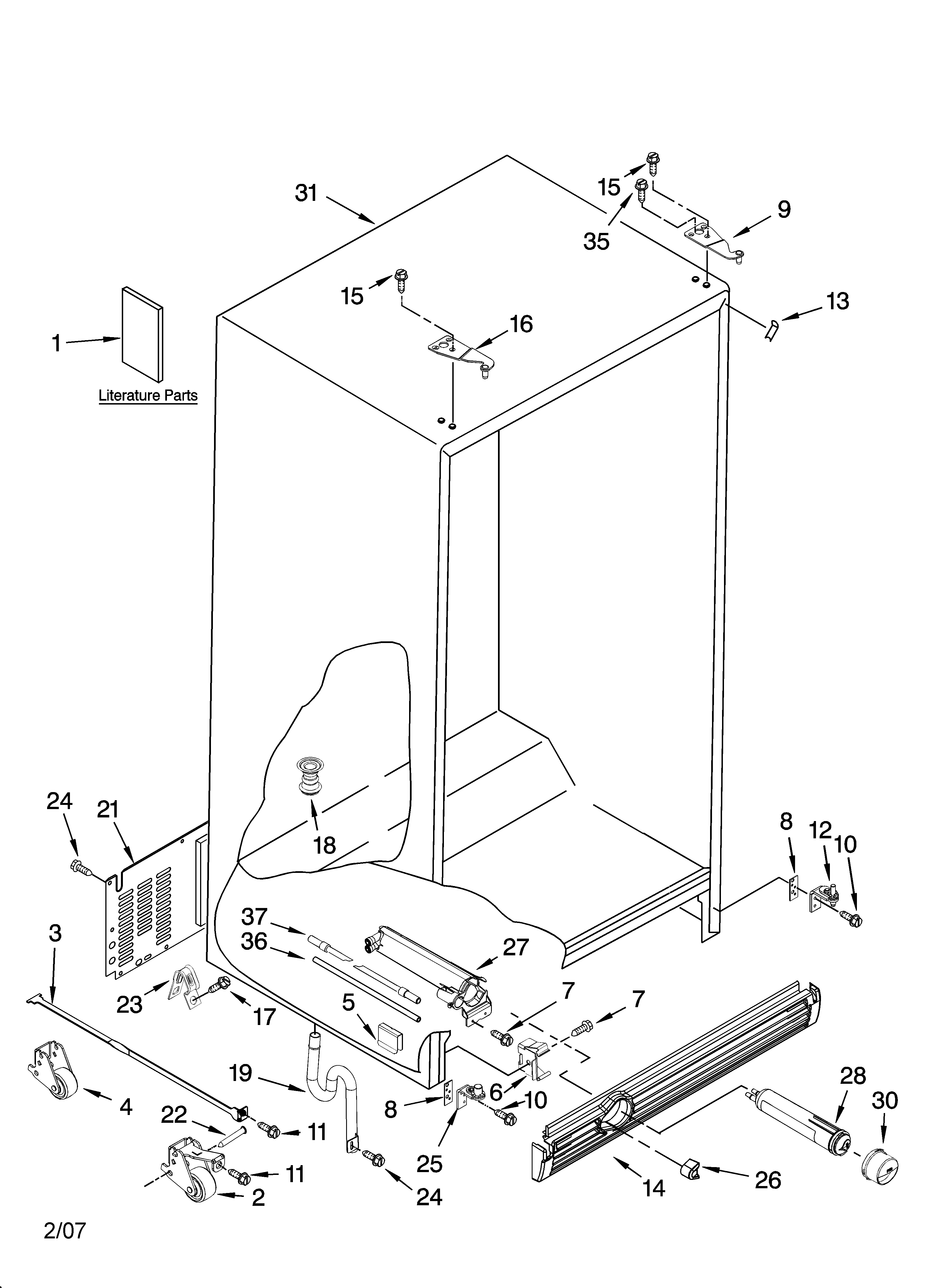 Kenmore Elite 10644424601 cabinet parts diagram