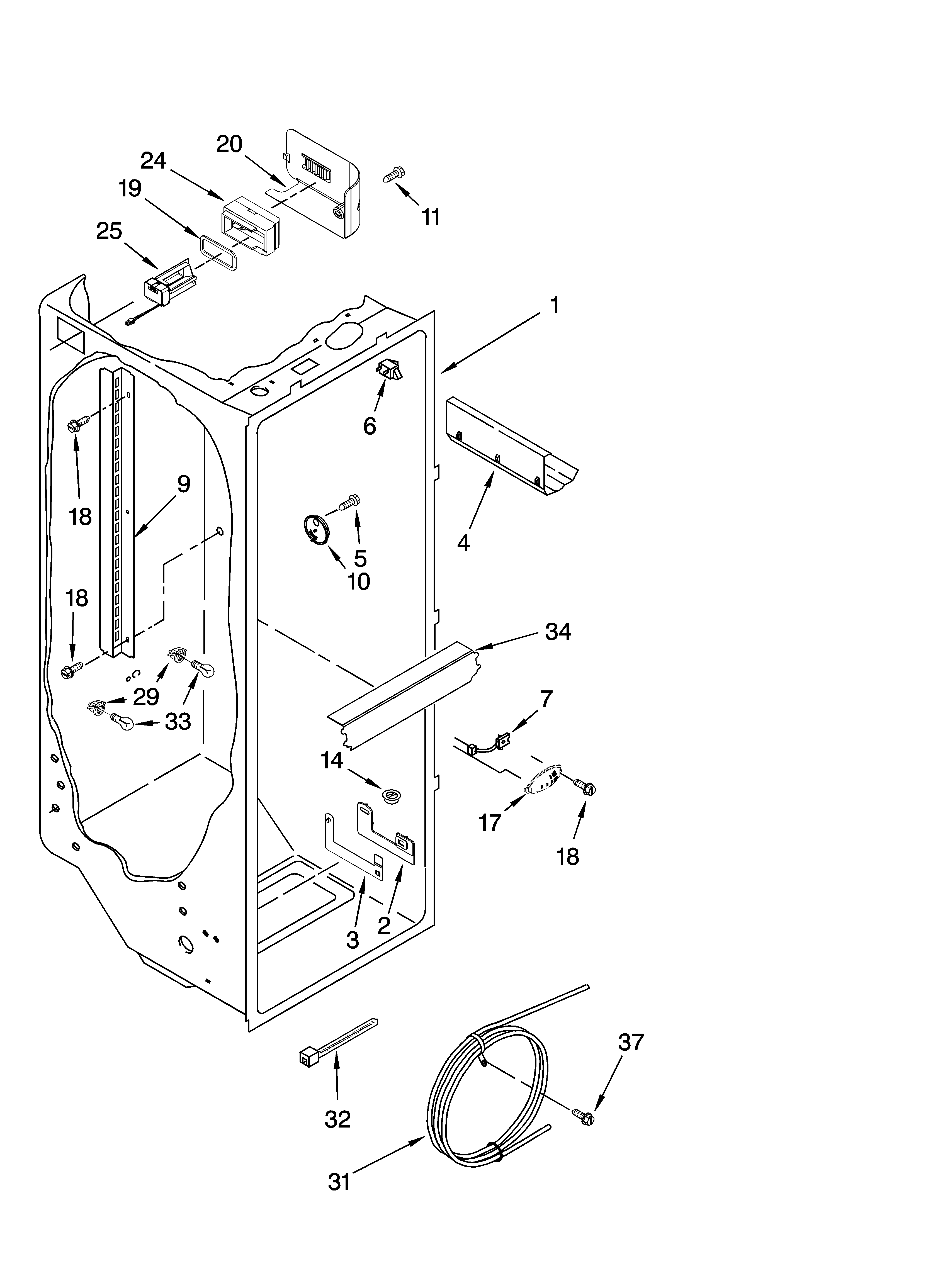 Kenmore Elite 10644424601 refrigerator liner parts diagram