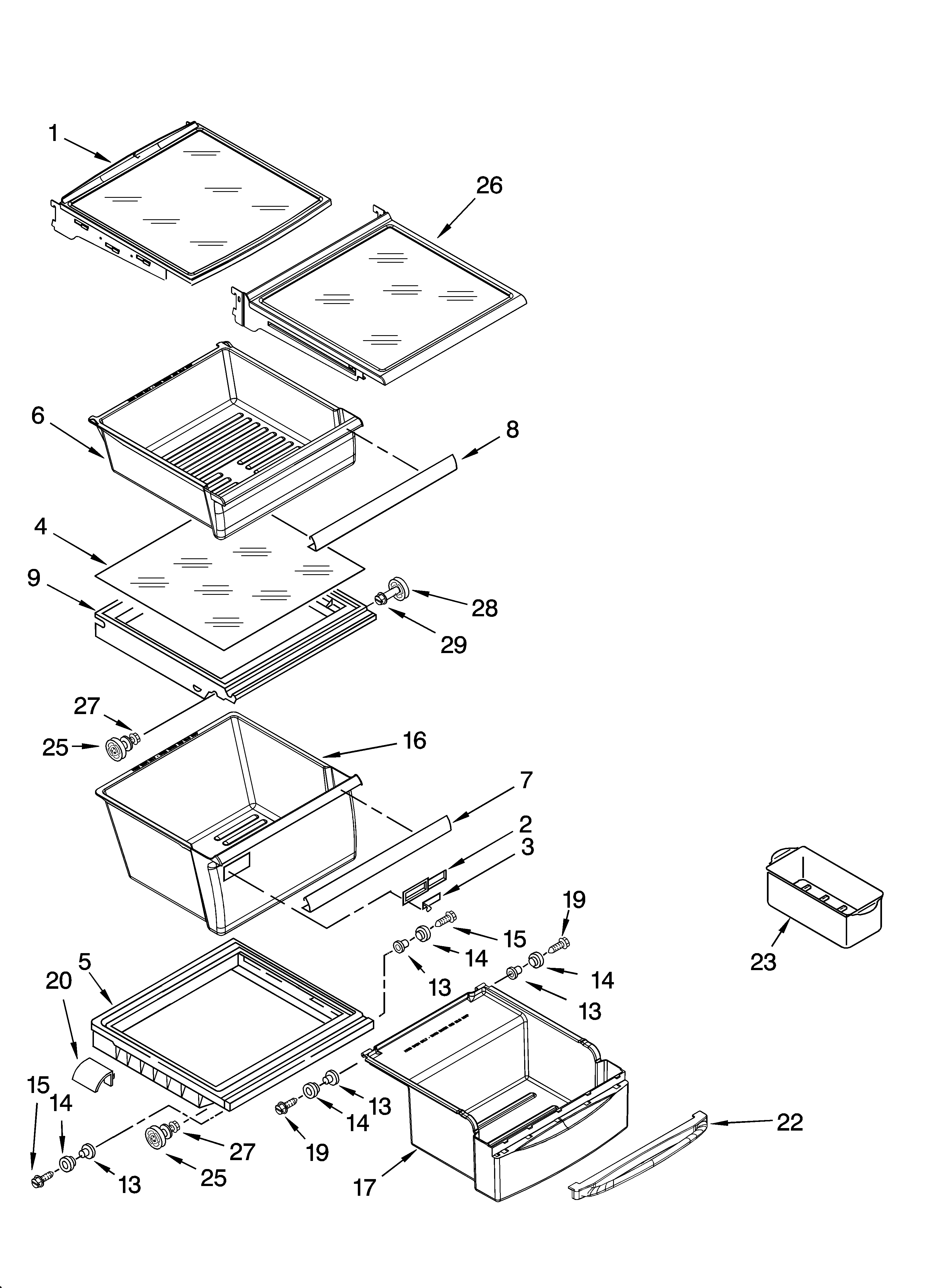 Kenmore Elite 10644424601 refrigerator shelf parts diagram