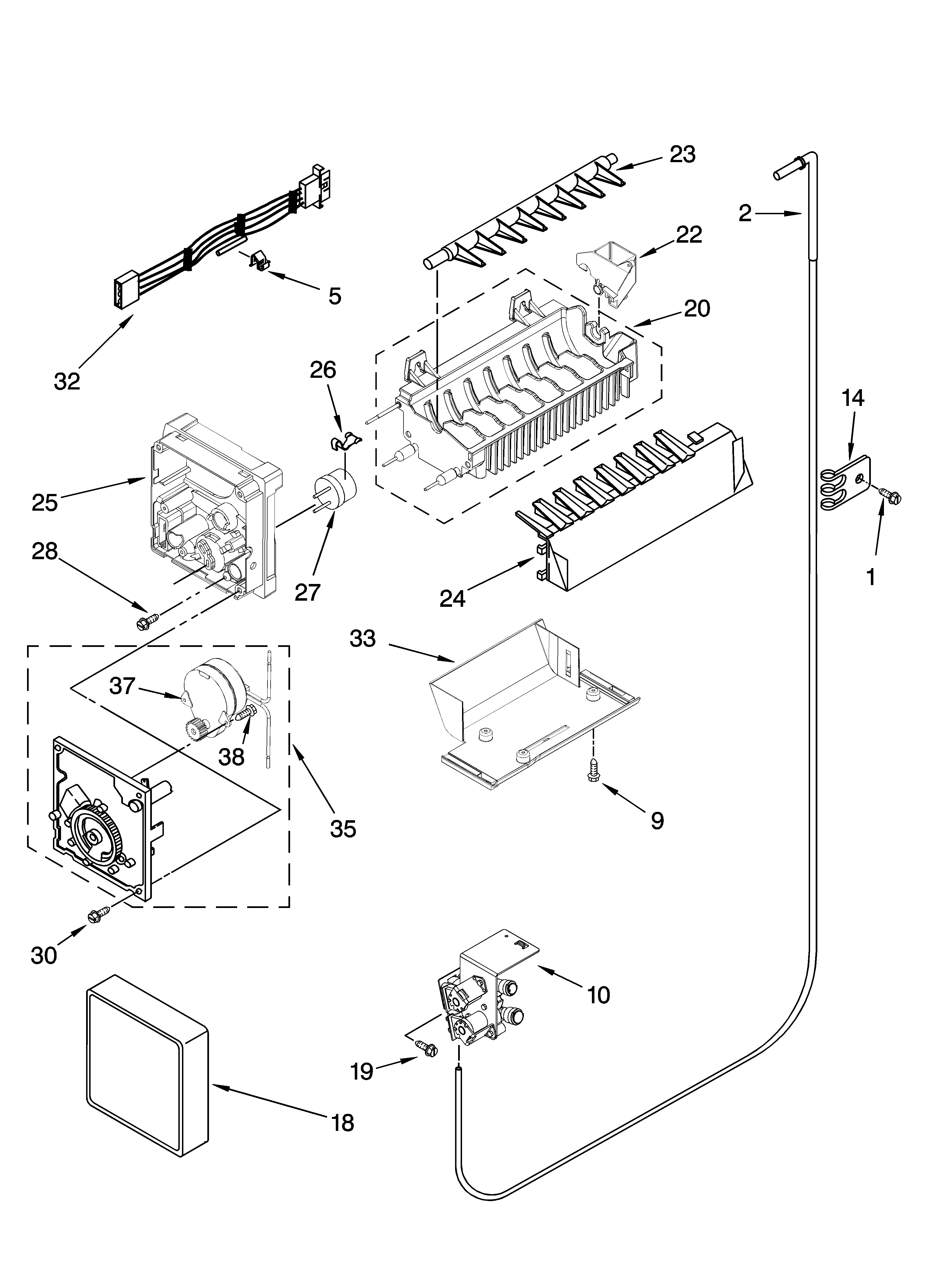 Kenmore Elite 10644424601 icemaker parts, optional parts (not included) diagram