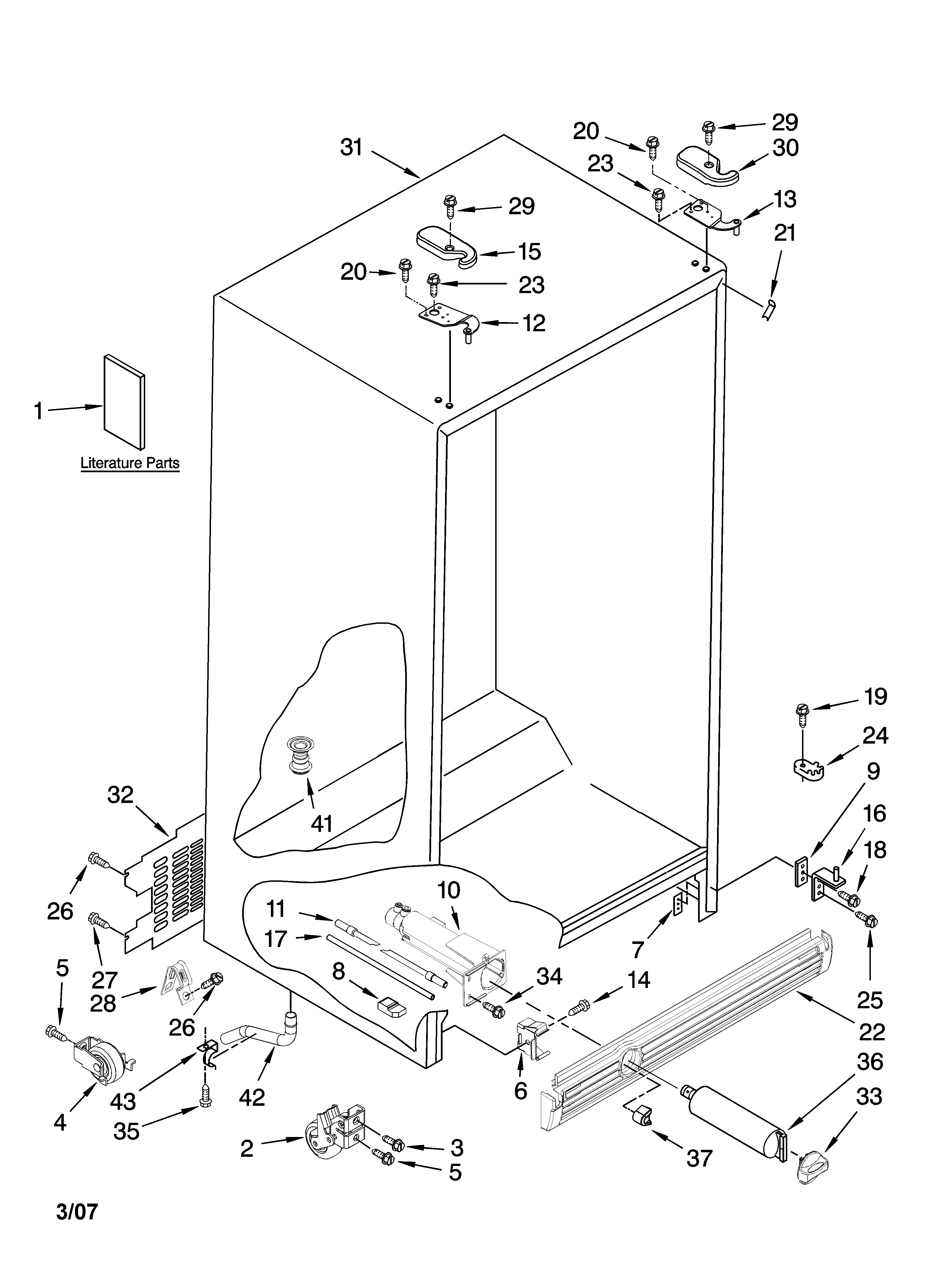 Kenmore 10657162700 cabinet parts diagram