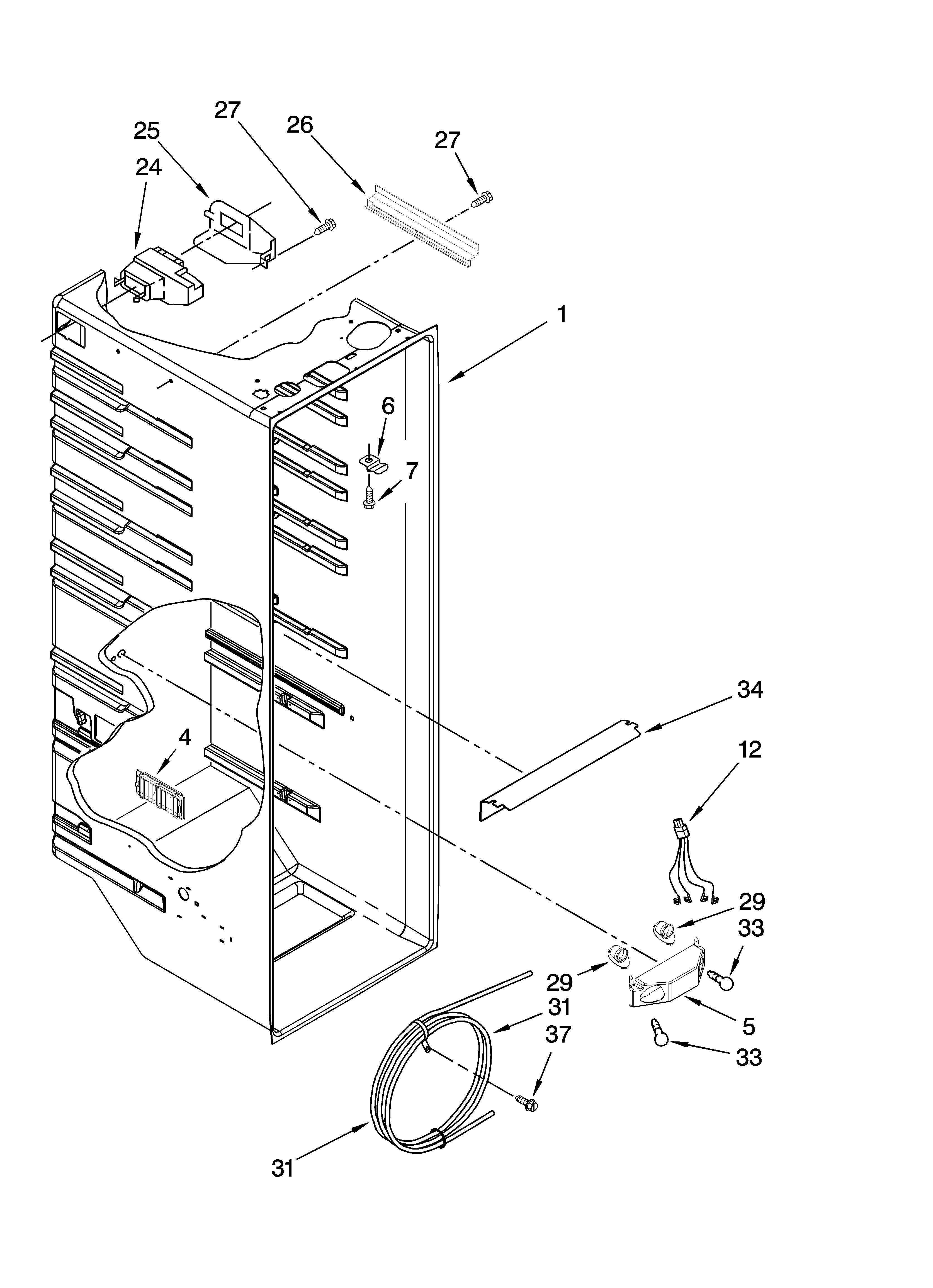 Kenmore 10657162700 refrigerator liner parts diagram