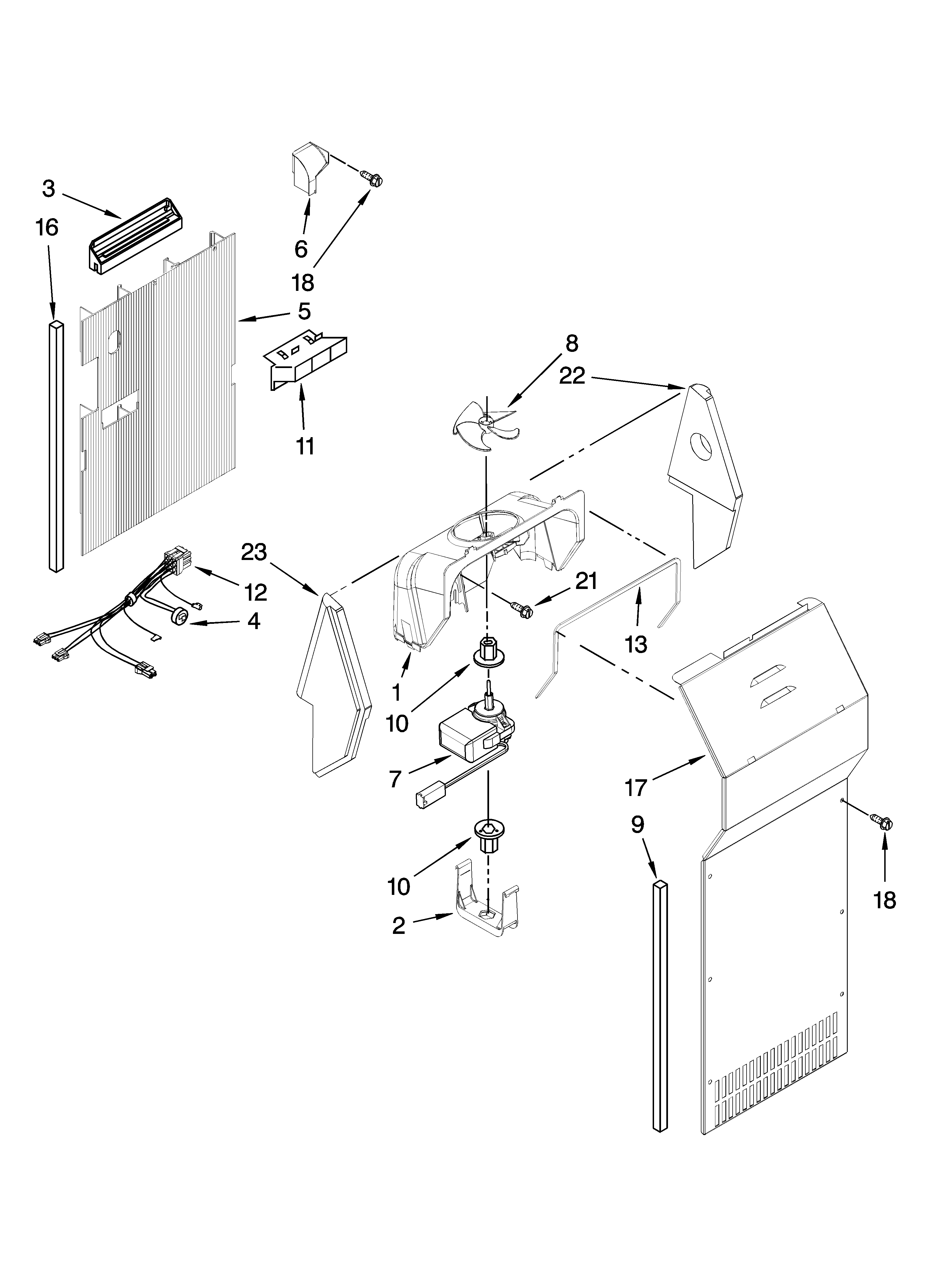 Kenmore 10657162700 air flow parts diagram