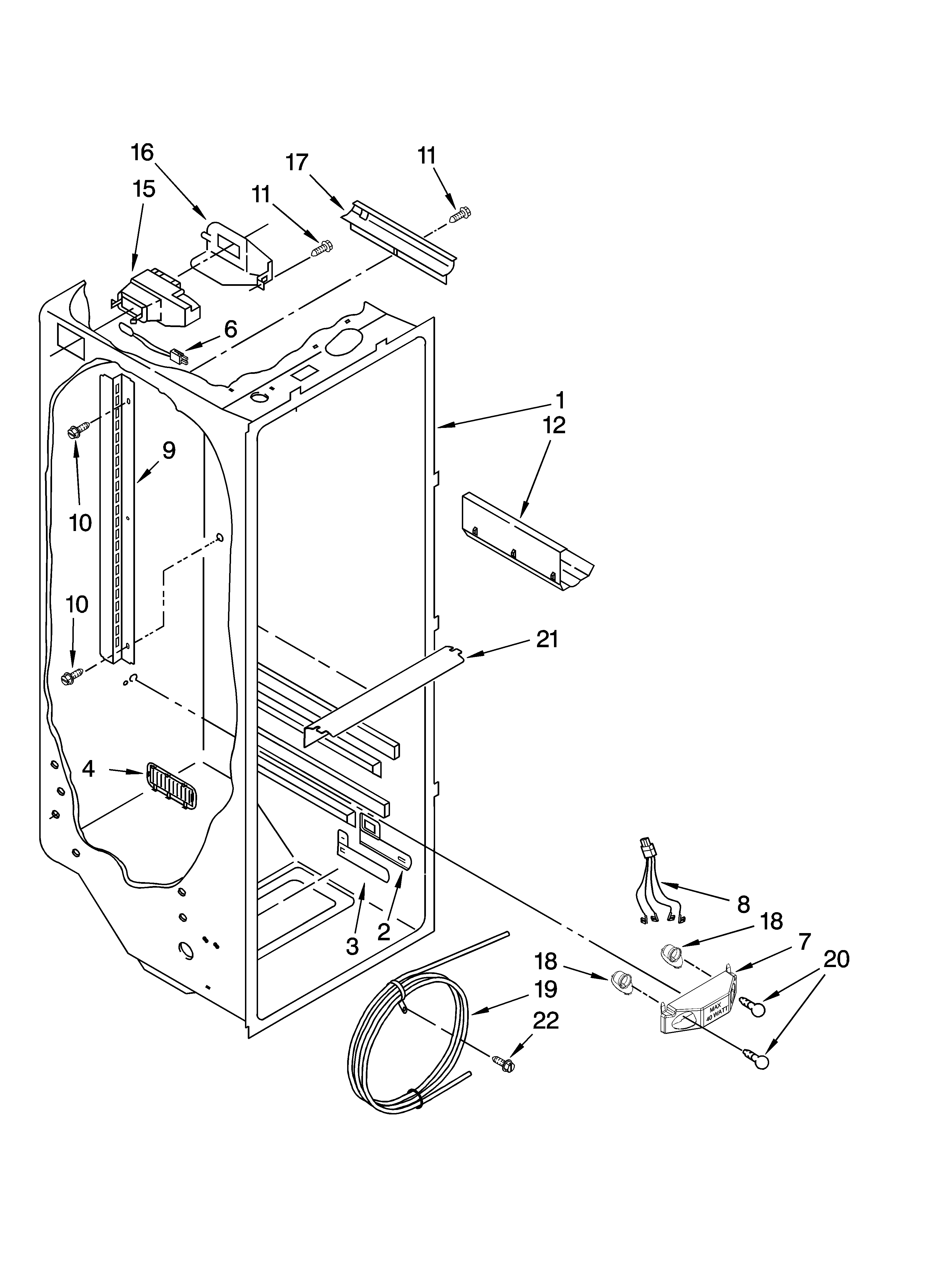 Kenmore Elite 10658976701 refrigerator liner parts diagram