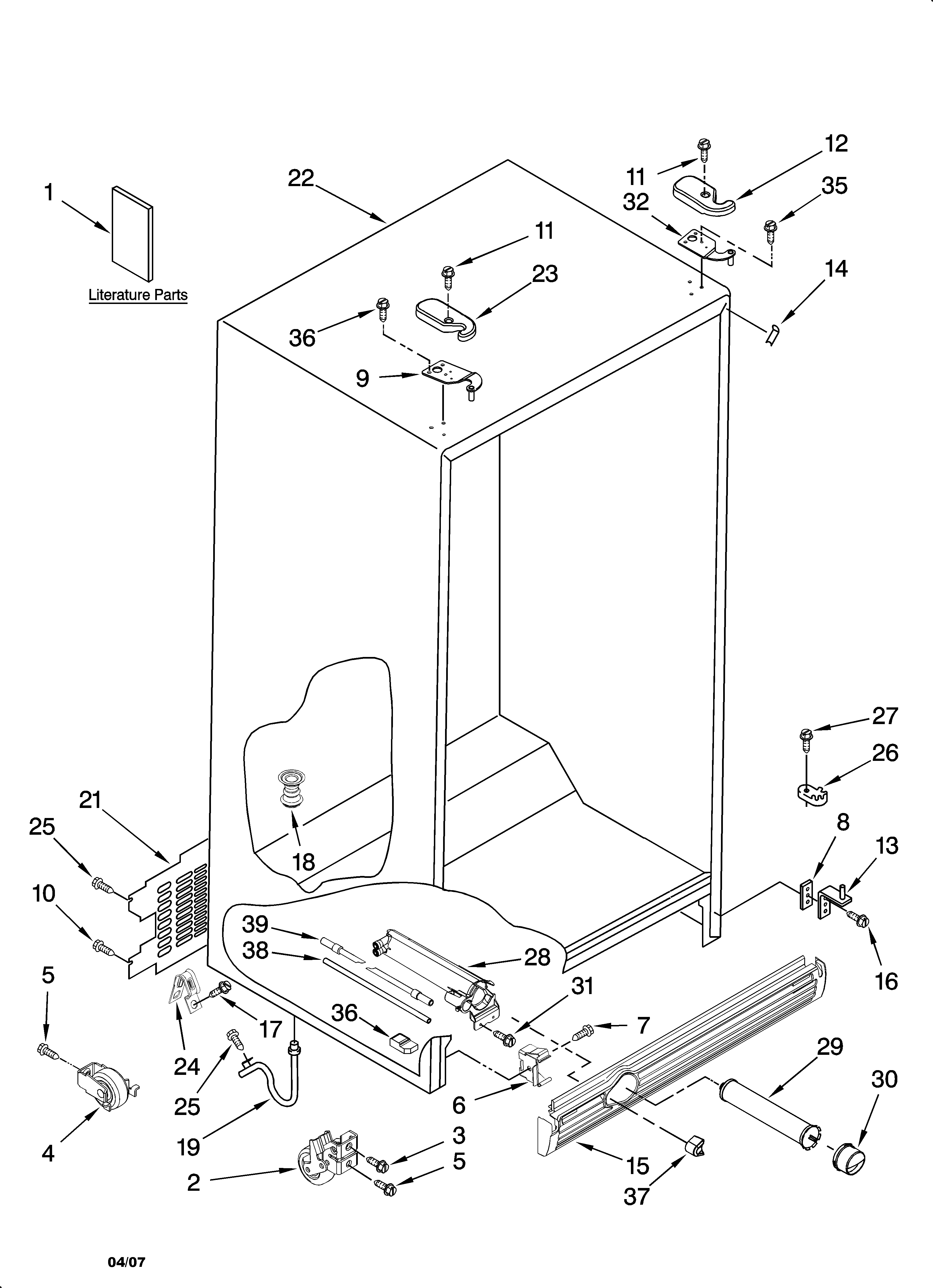 Kenmore Elite 10658162703 cabinet parts diagram