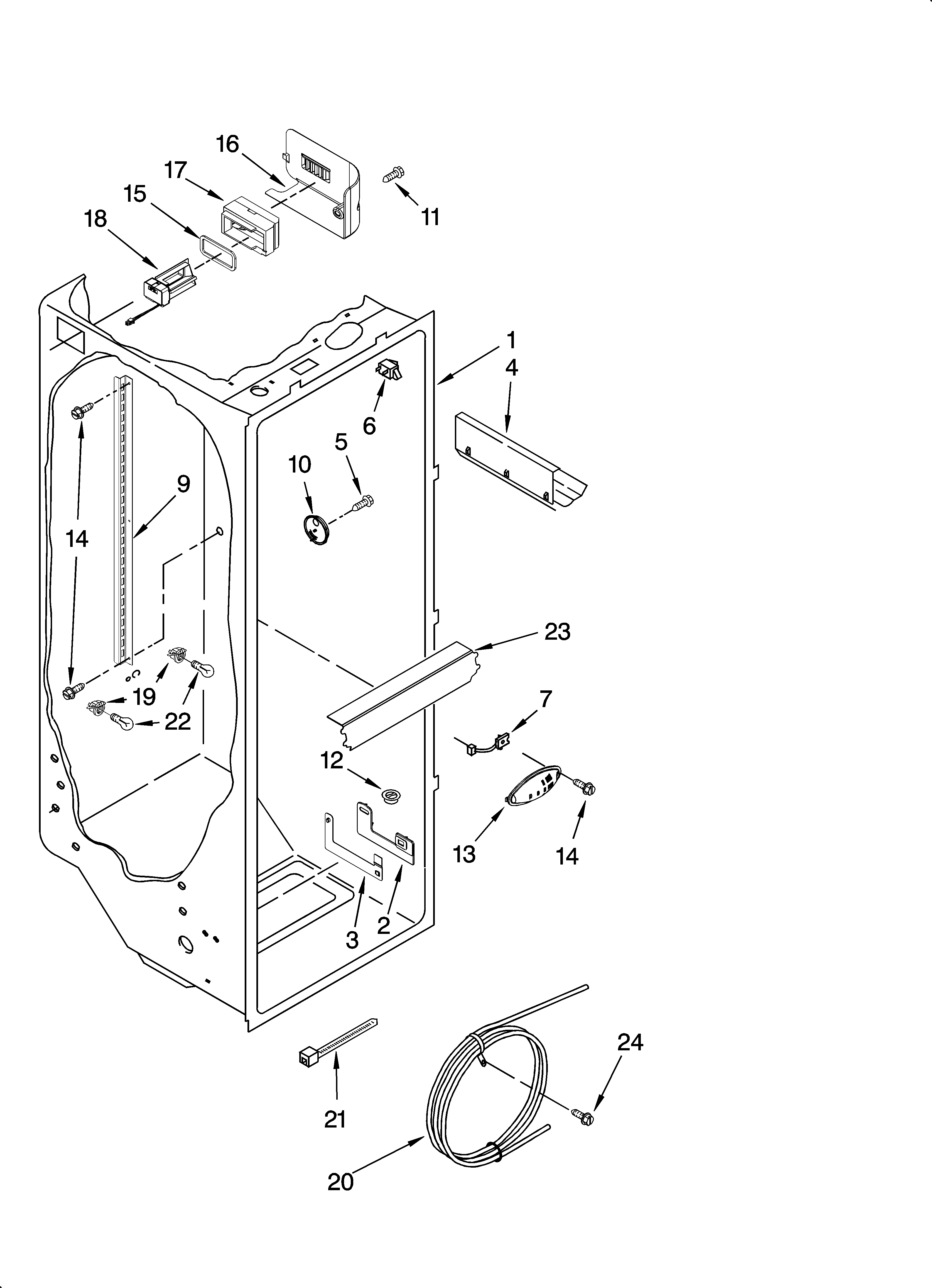 Kenmore Elite 10644033602 refrigerator liner parts diagram
