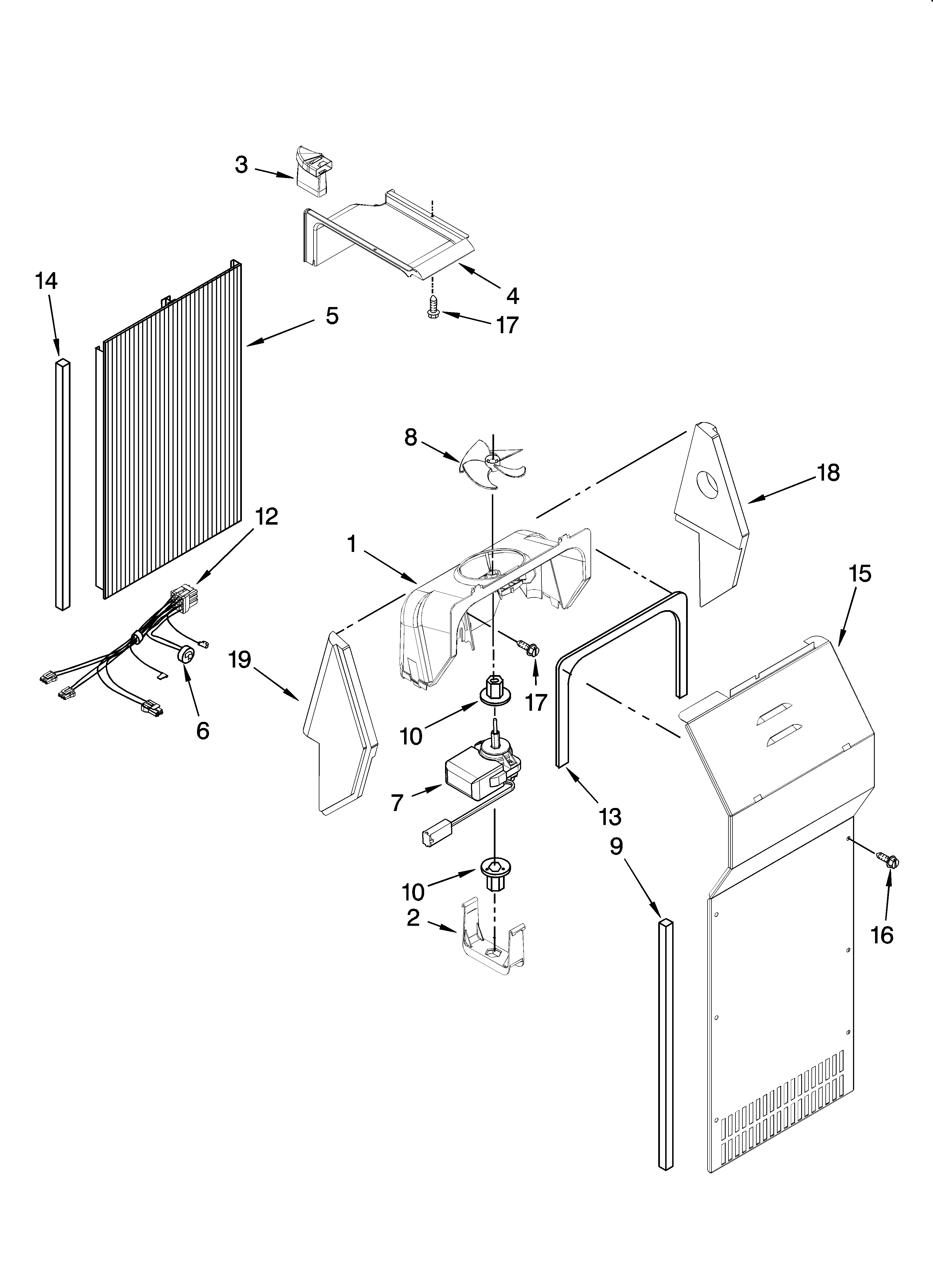 Kenmore Elite 10644033602 air flow parts diagram