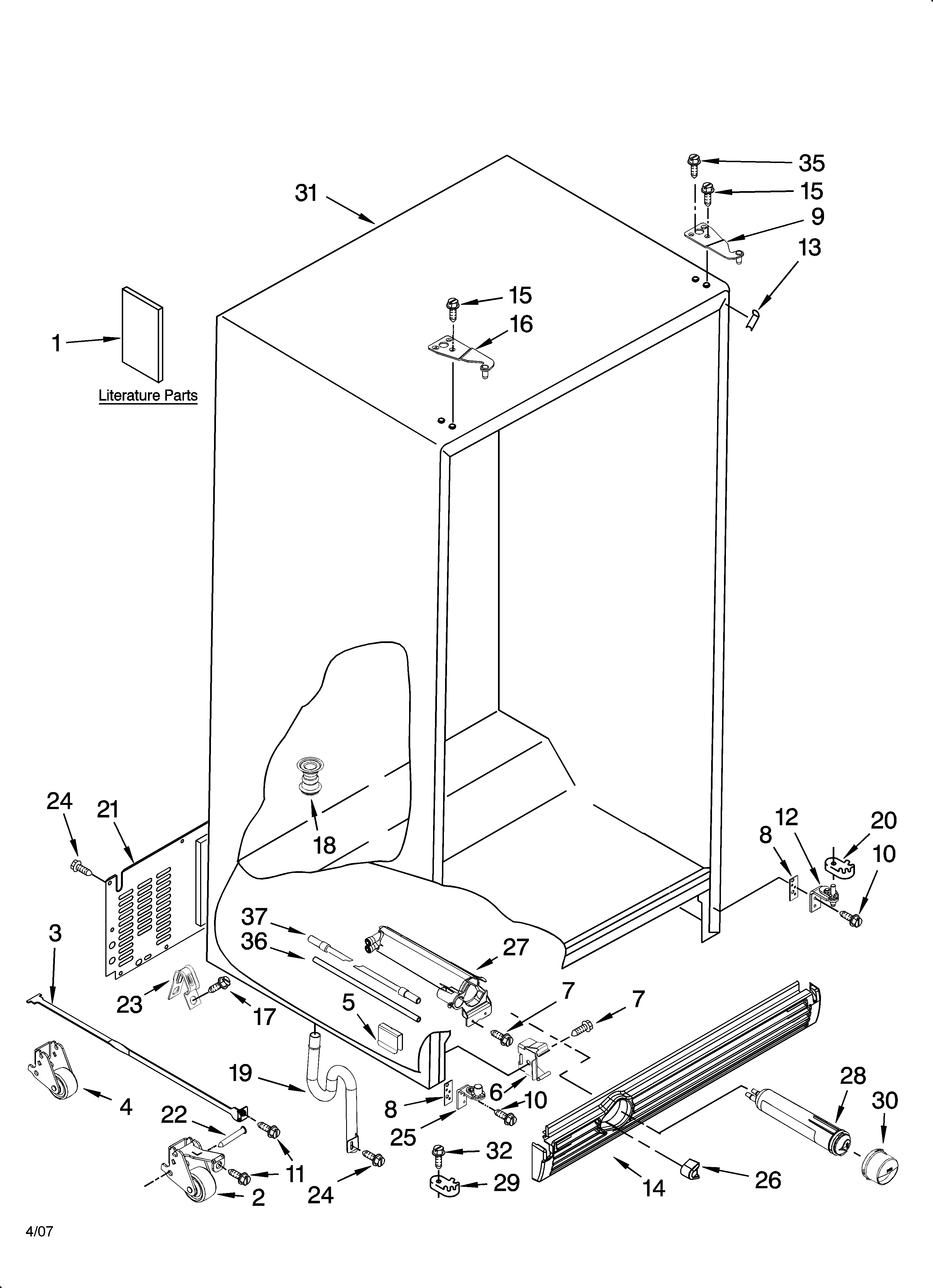 Kenmore Elite 10644429602 cabinet parts diagram