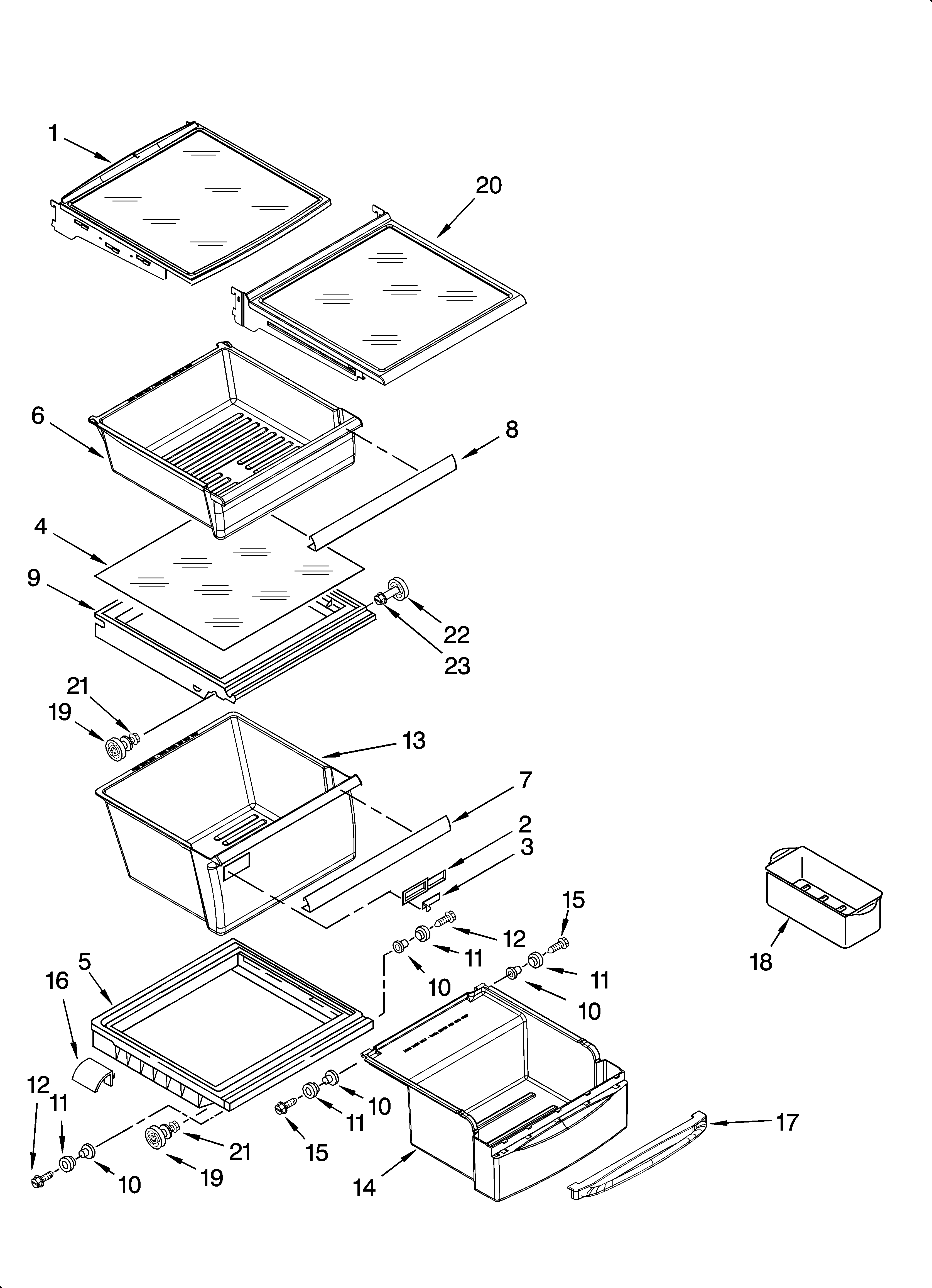 Kenmore Elite 10644429602 refrigerator shelf parts diagram