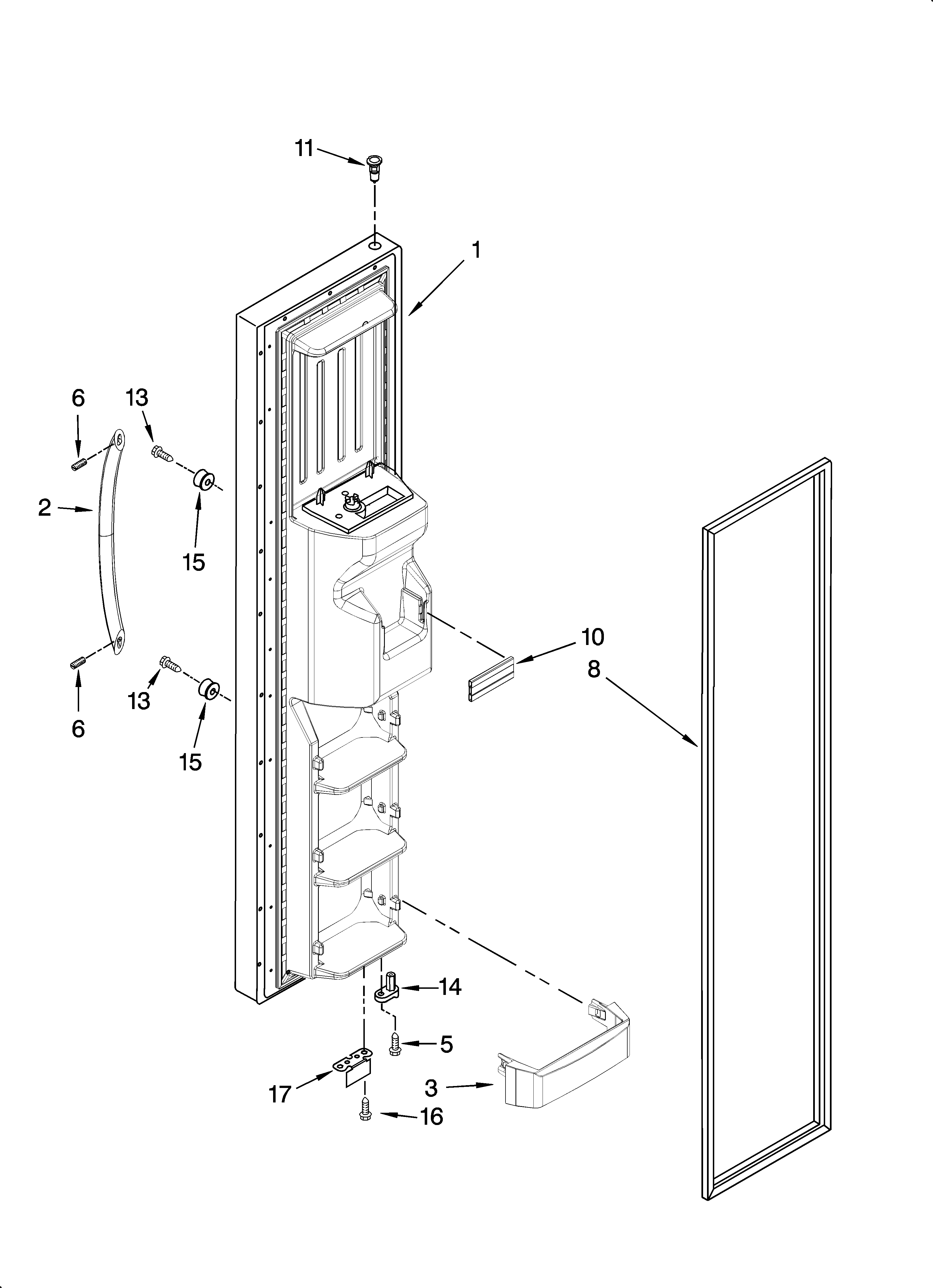 Kenmore Elite 10644429602 freezer door parts diagram