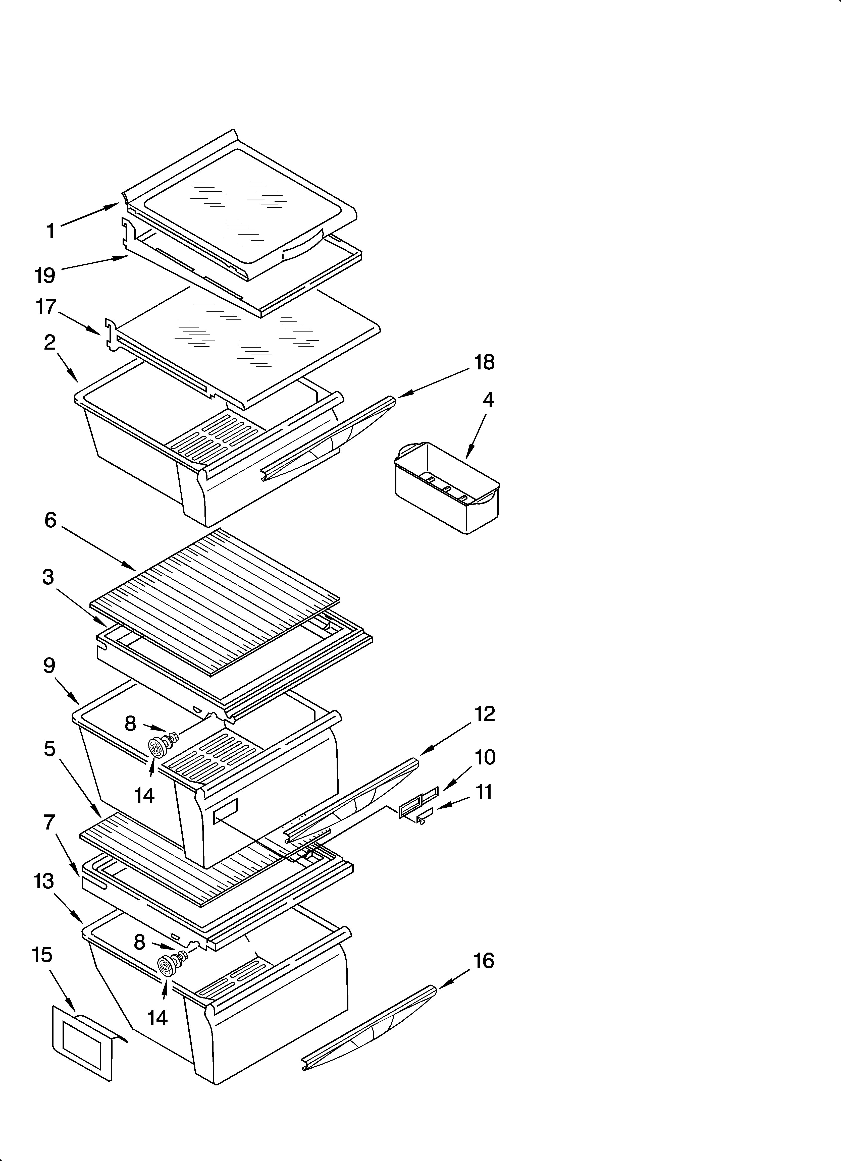 Kenmore 10656823604 refrigerator shelf parts diagram