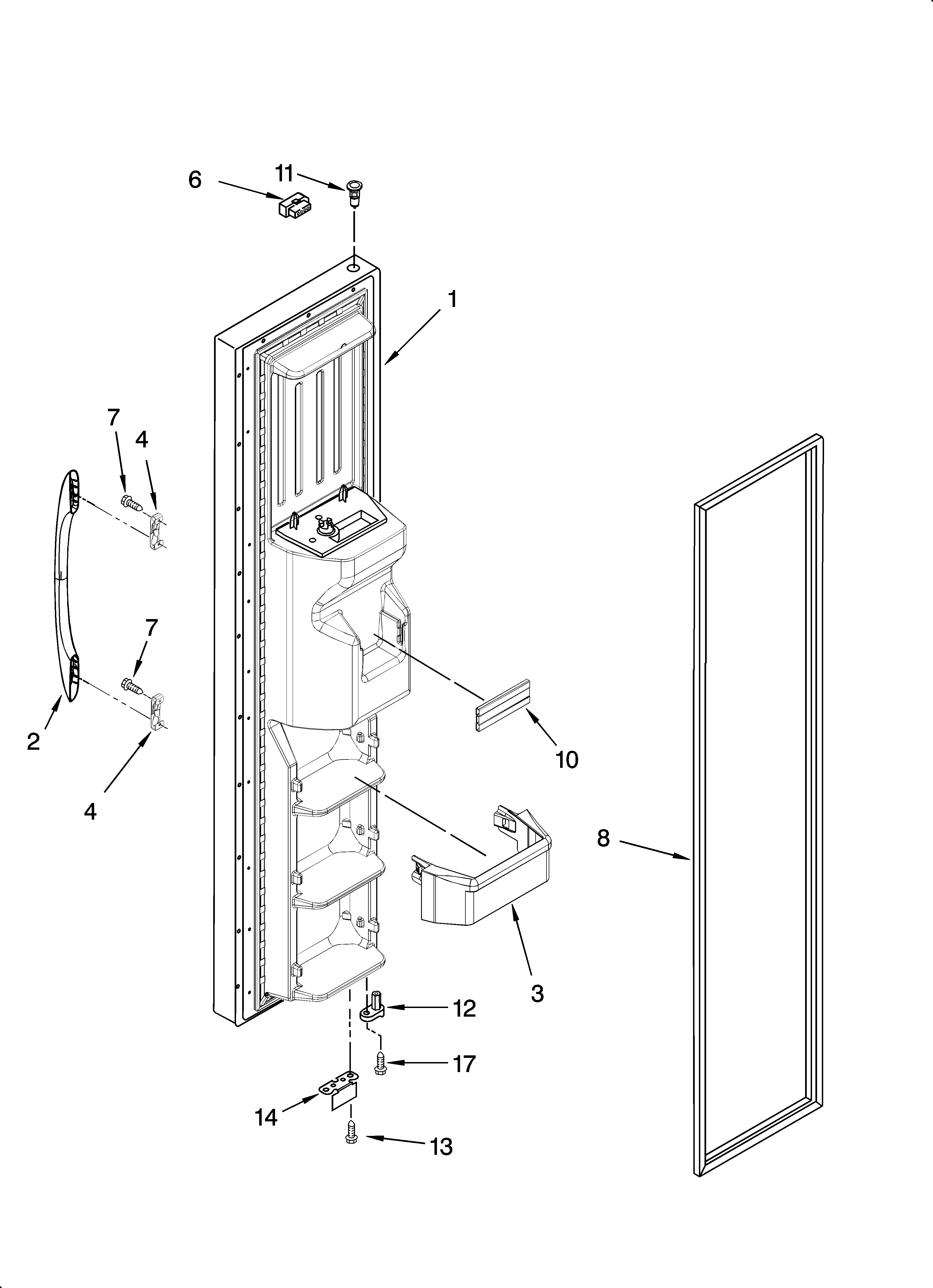 Kenmore 10656823604 freezer door parts diagram