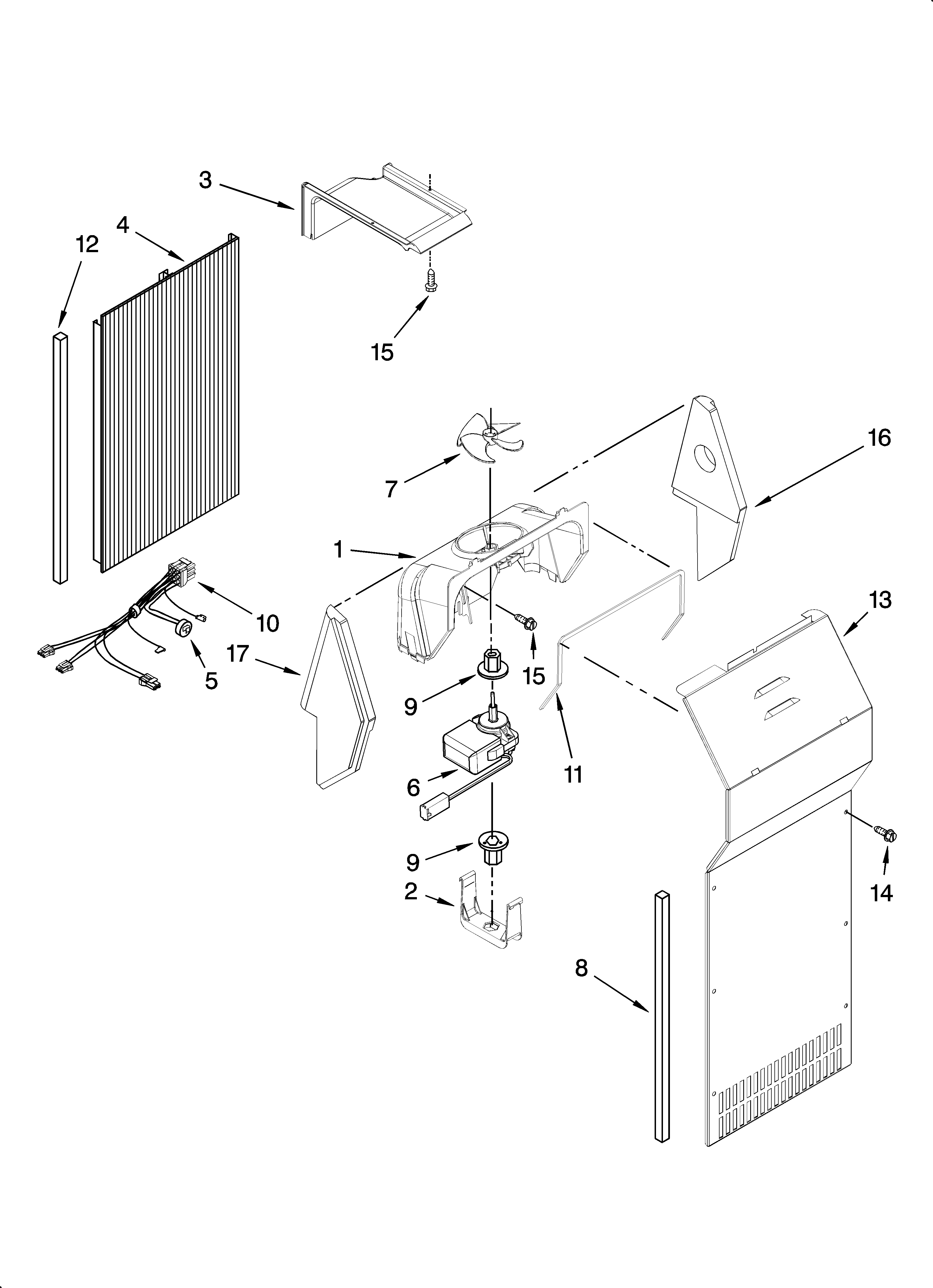 Kenmore 10656823604 air flow parts diagram