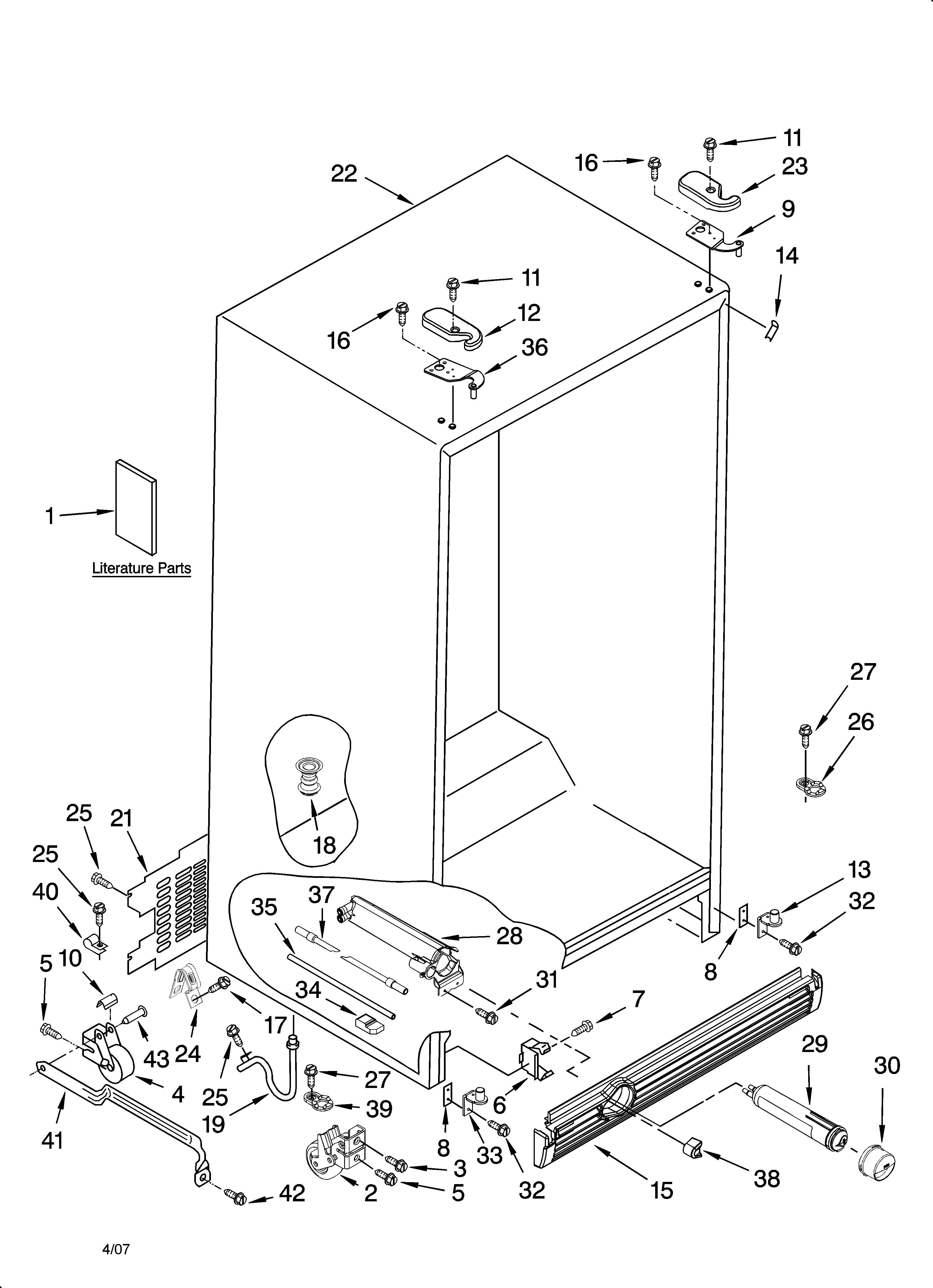 Kenmore Elite 10657453701 cabinet parts diagram