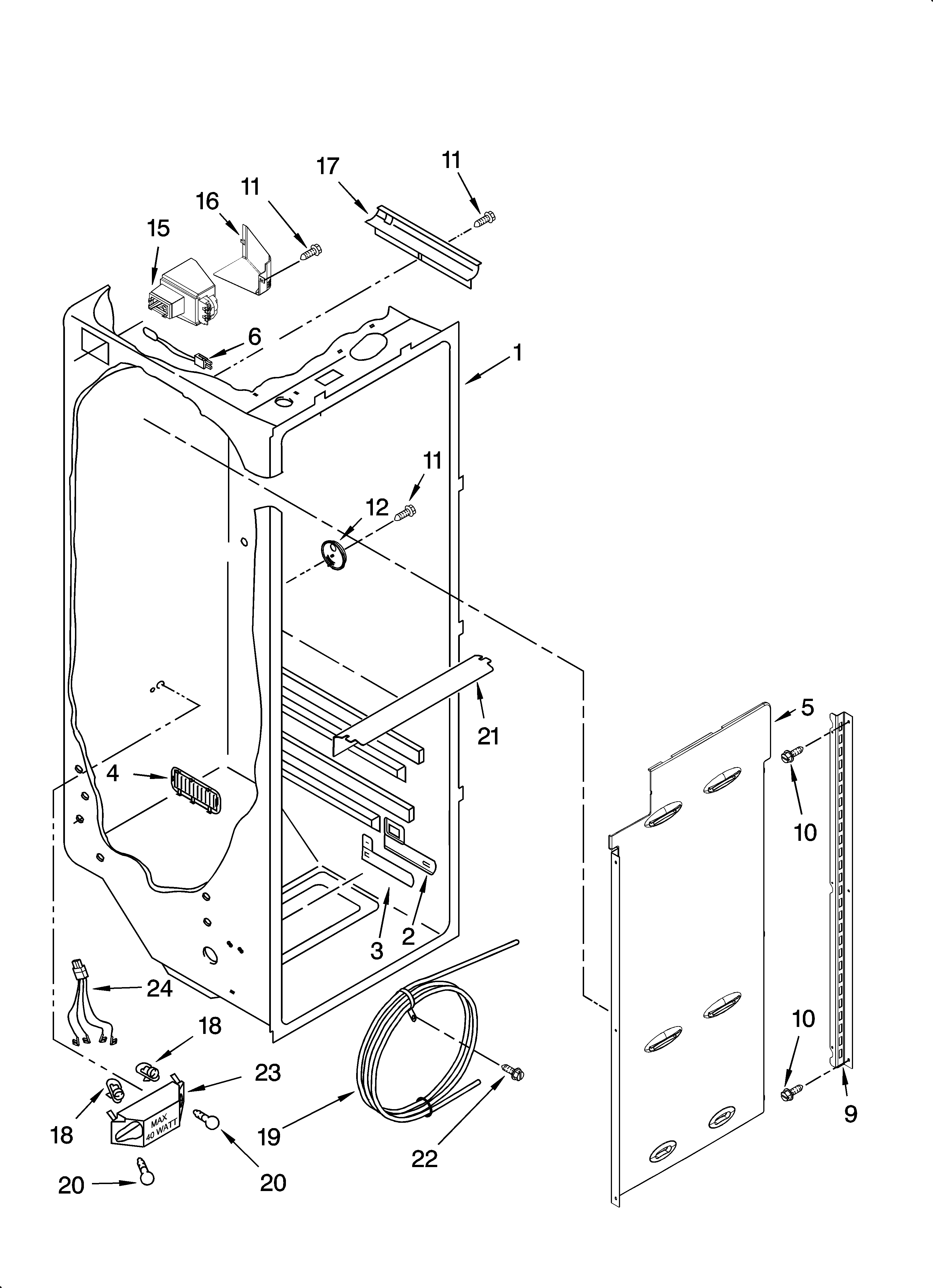 Kenmore Elite 10657453701 refrigerator liner parts diagram