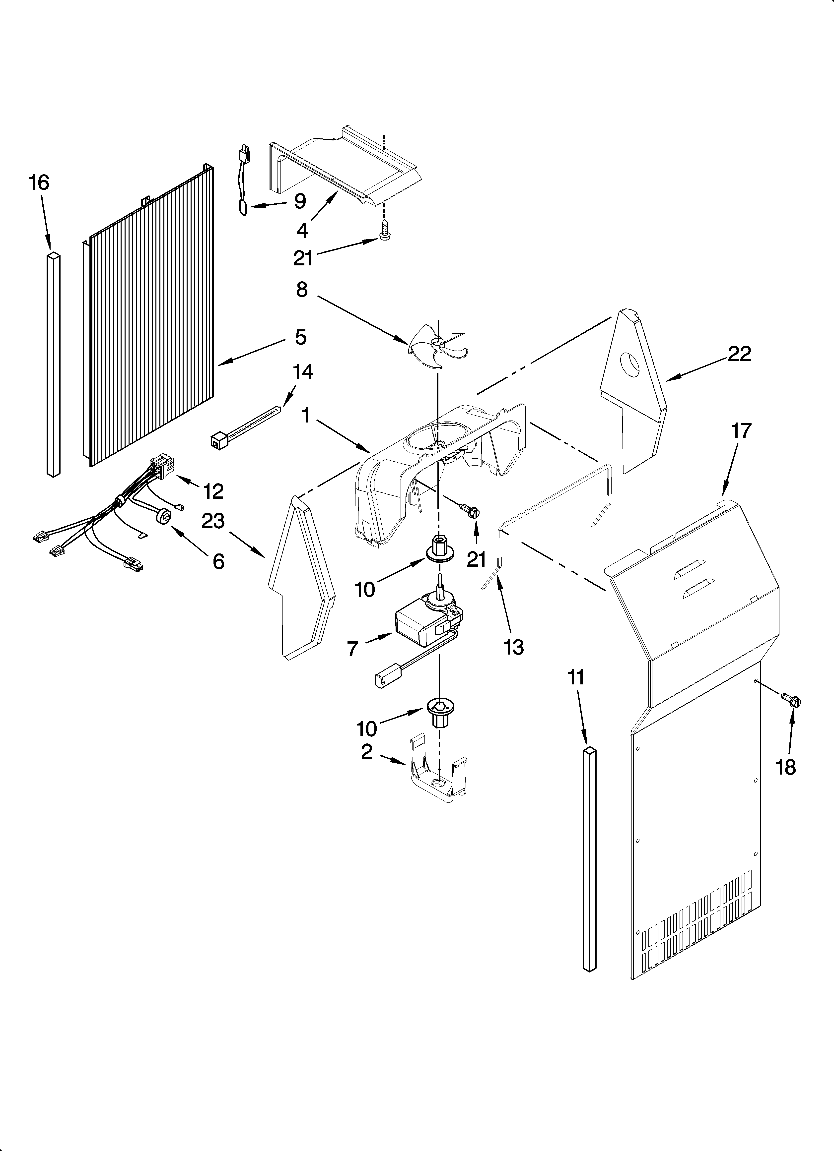 Kenmore Elite 10657453701 air flow parts diagram