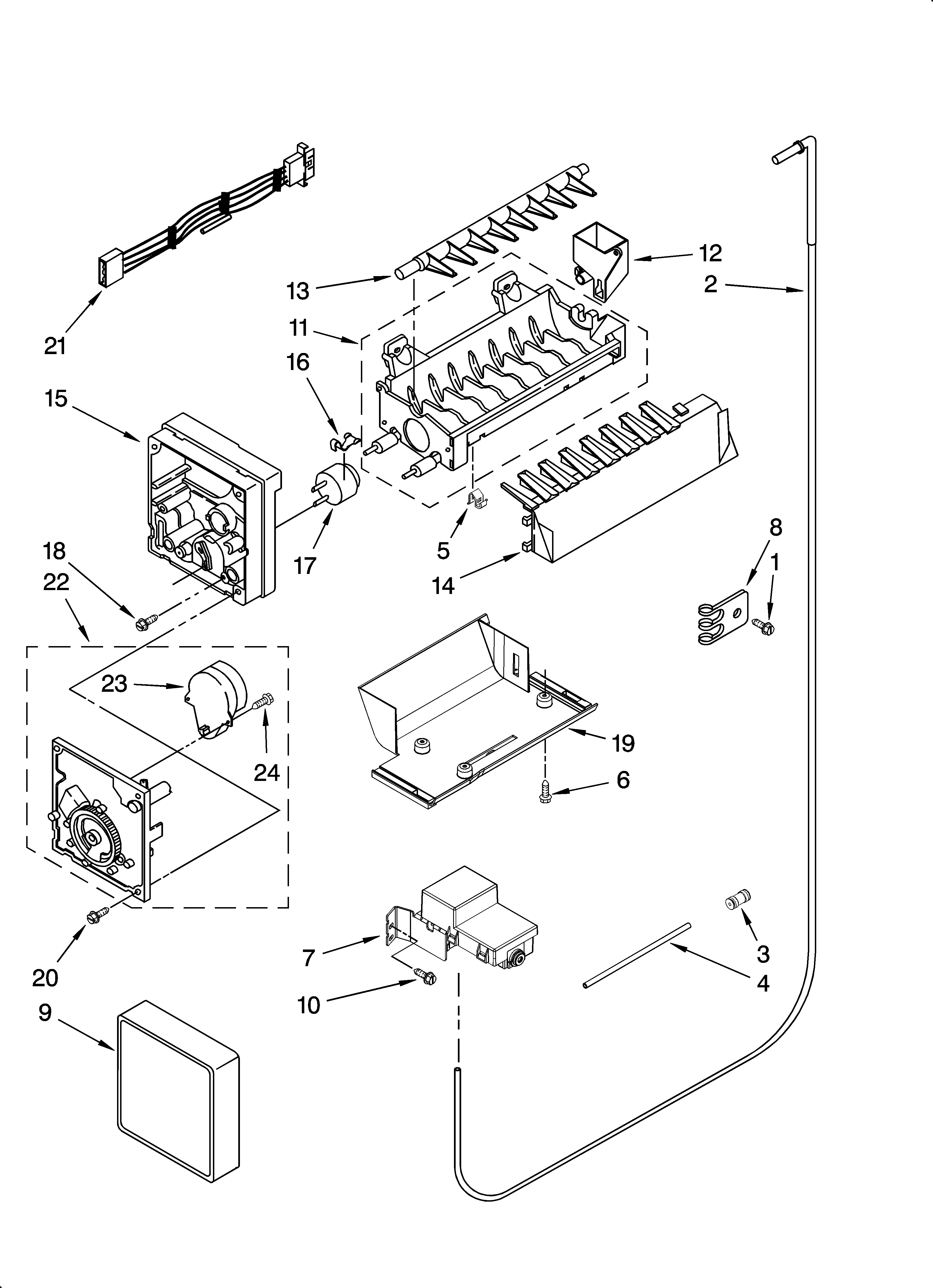 Kenmore Elite 10657453701 icemaker parts diagram