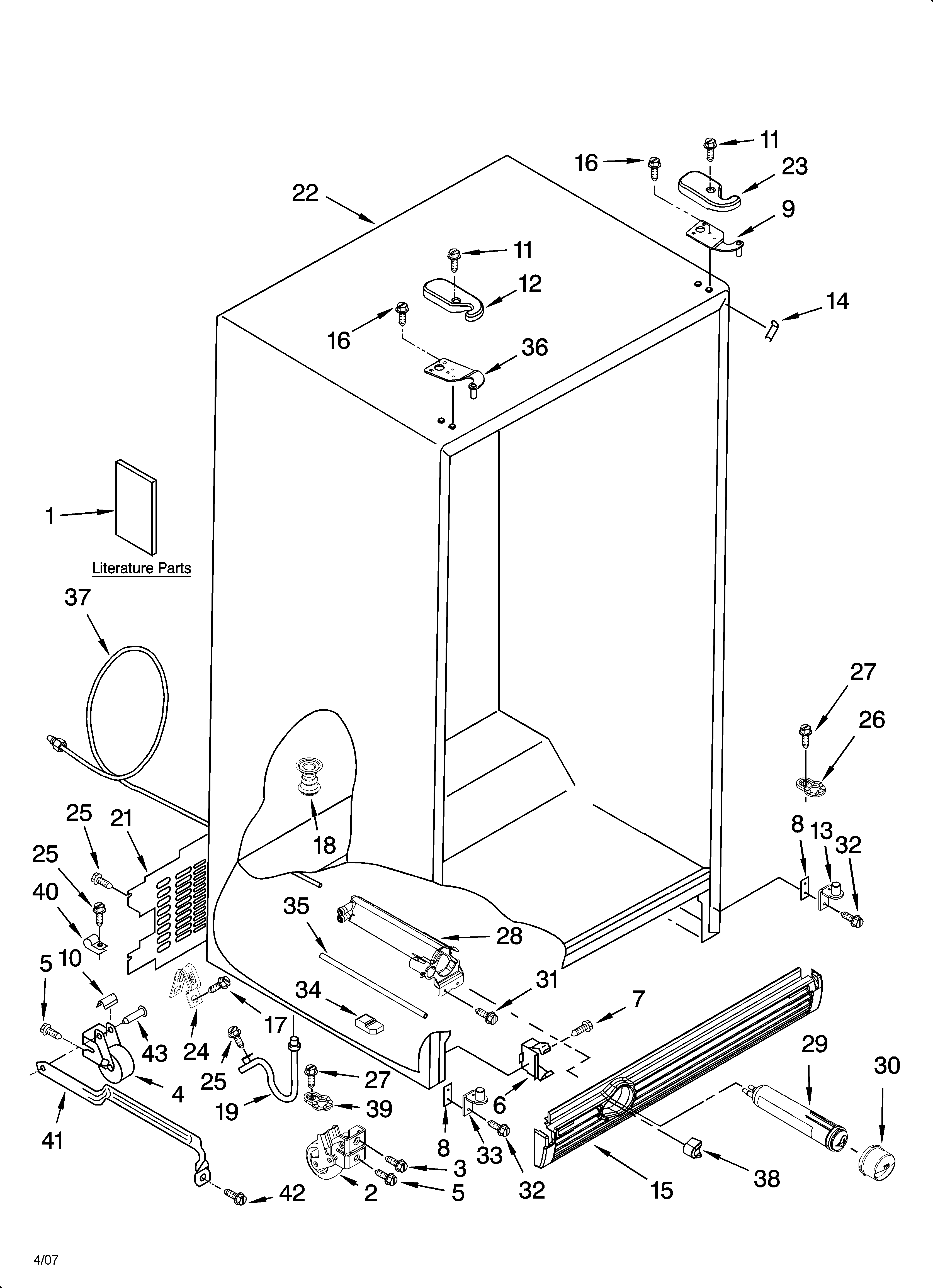 Kenmore Elite 10657714701 cabinet parts diagram