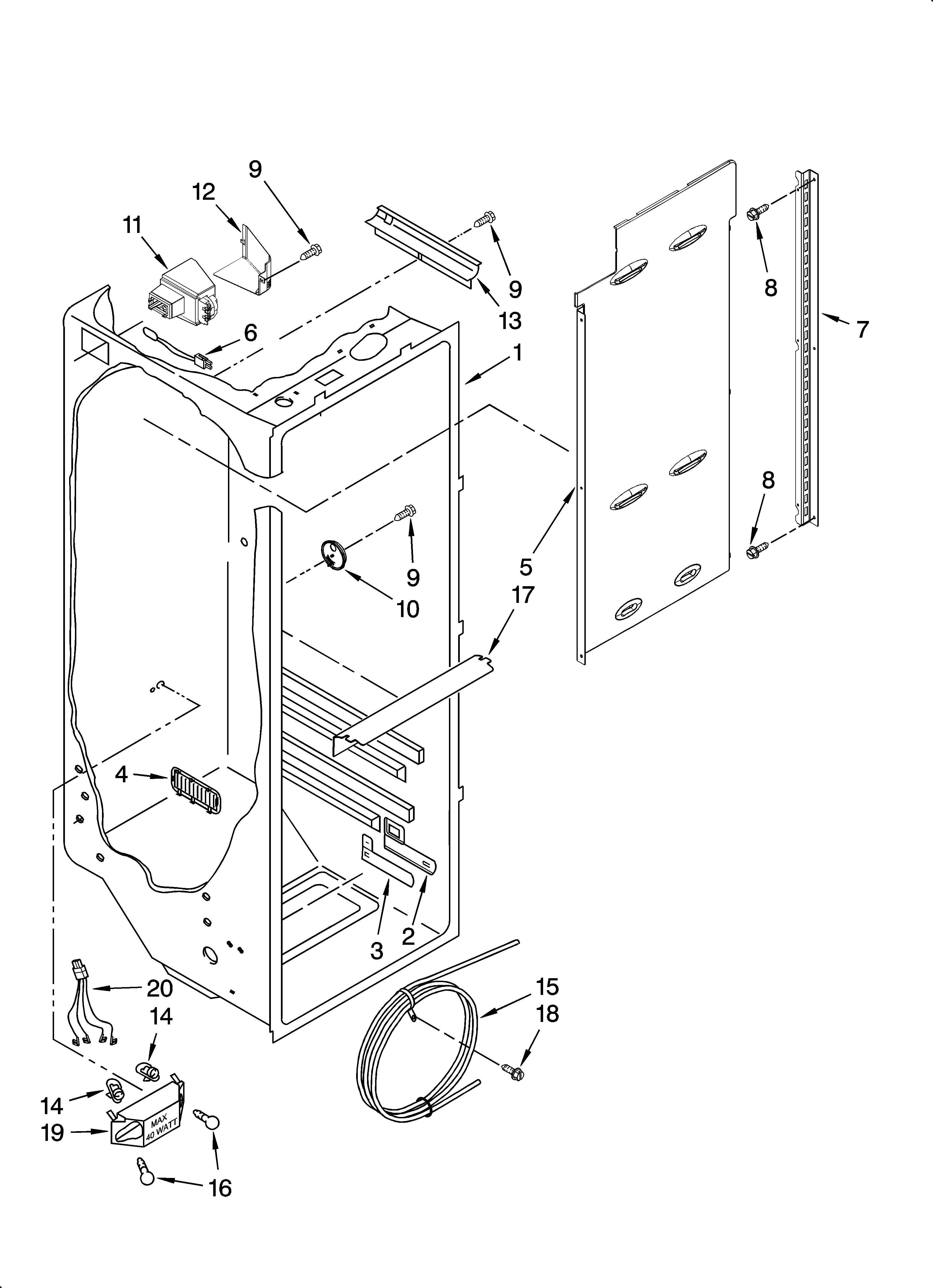 Kenmore Elite 10657714701 refrigerator liner parts diagram