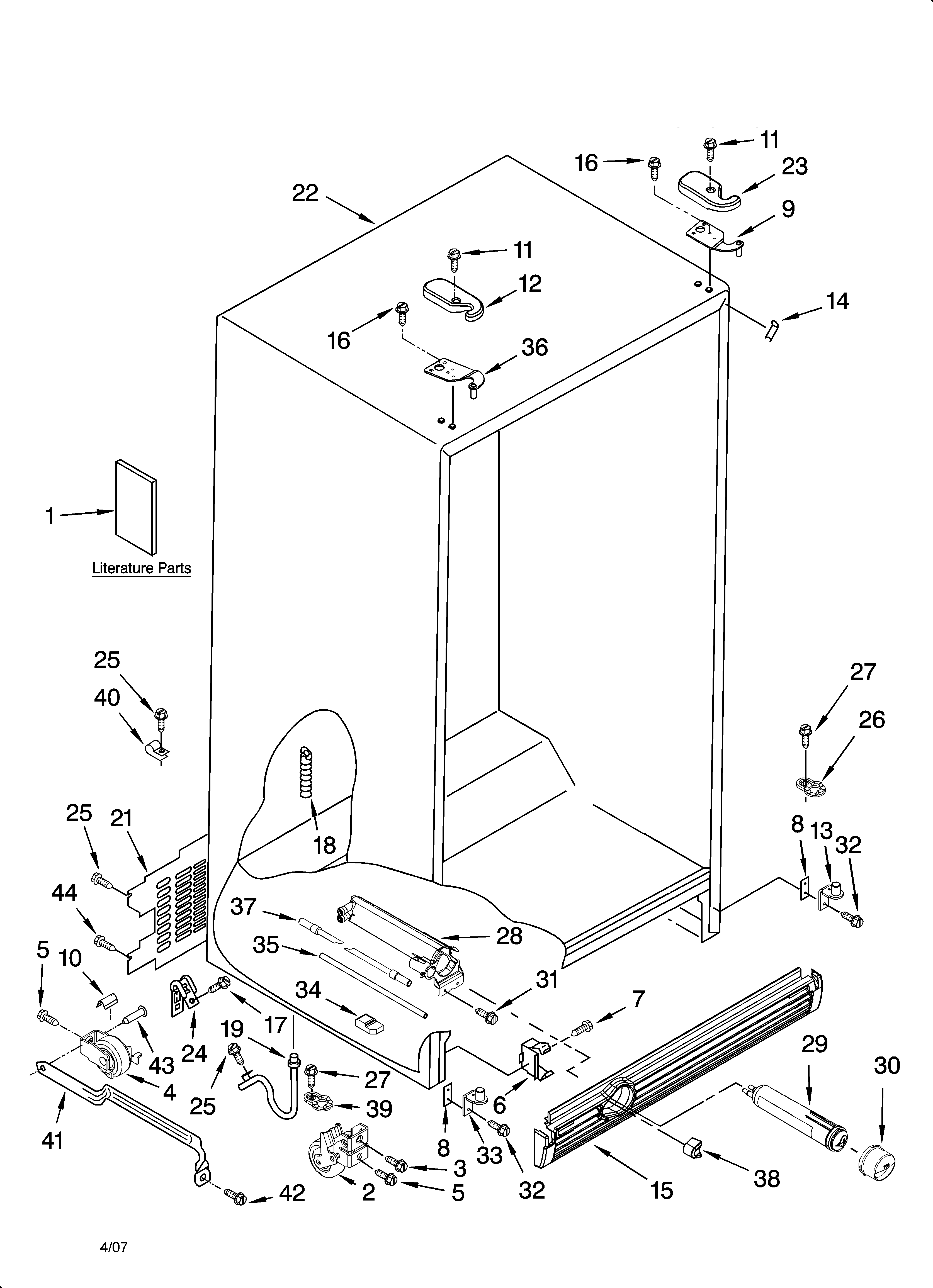 Kenmore Elite 10657783701 cabinet parts diagram