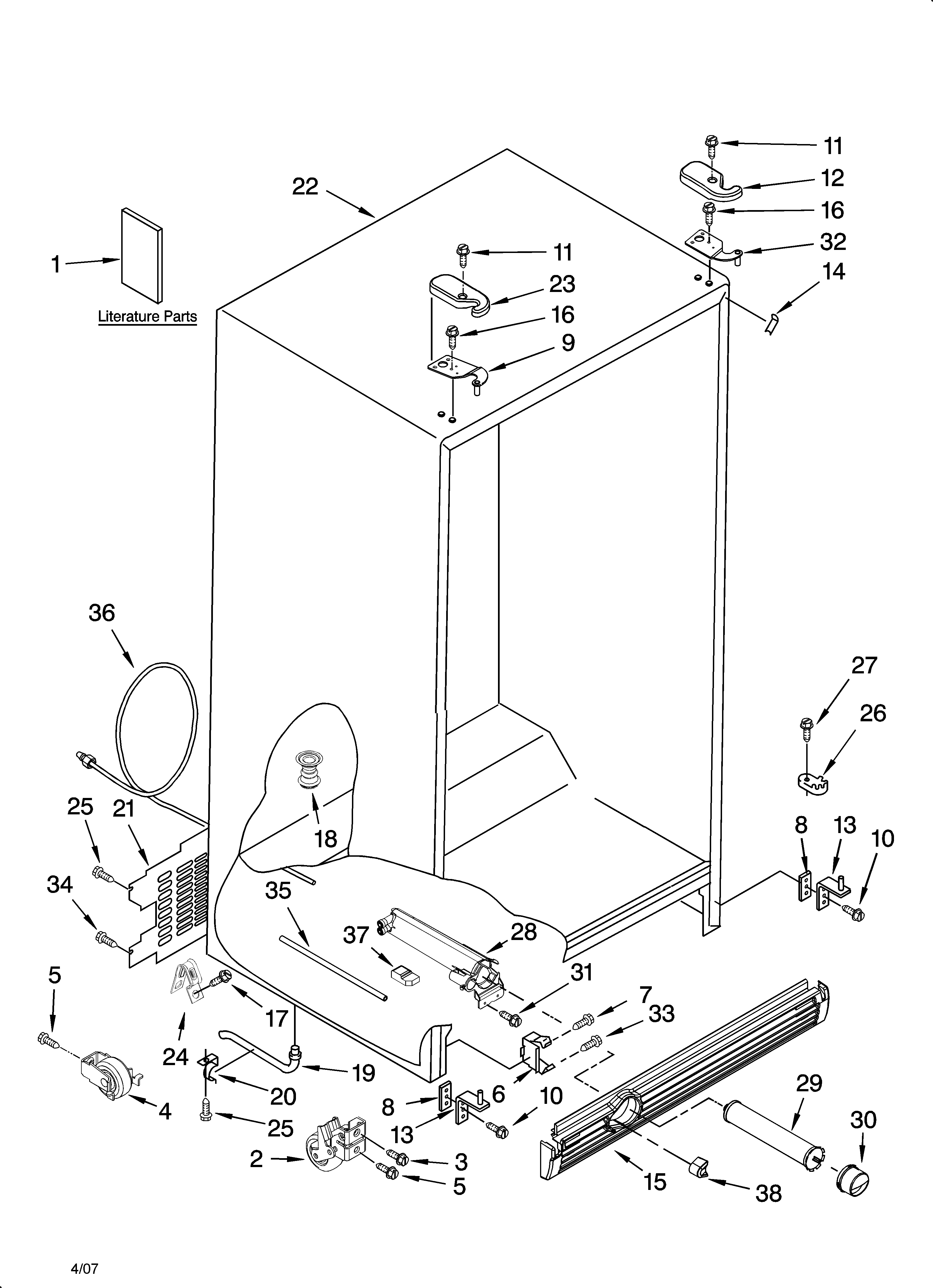 Kenmore 10656663502 cabinet parts diagram
