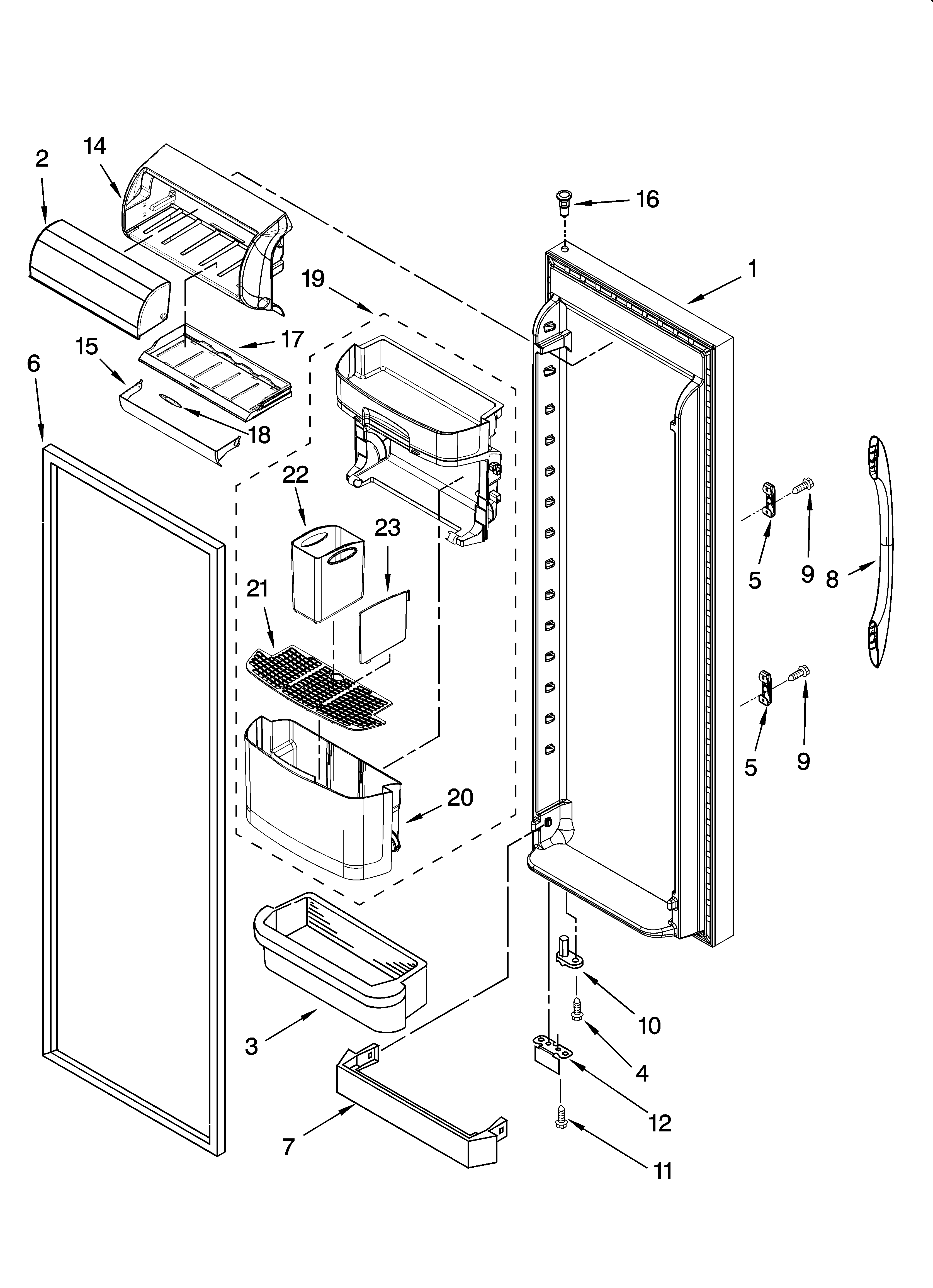 Kenmore 10656663502 refrigerator door parts diagram