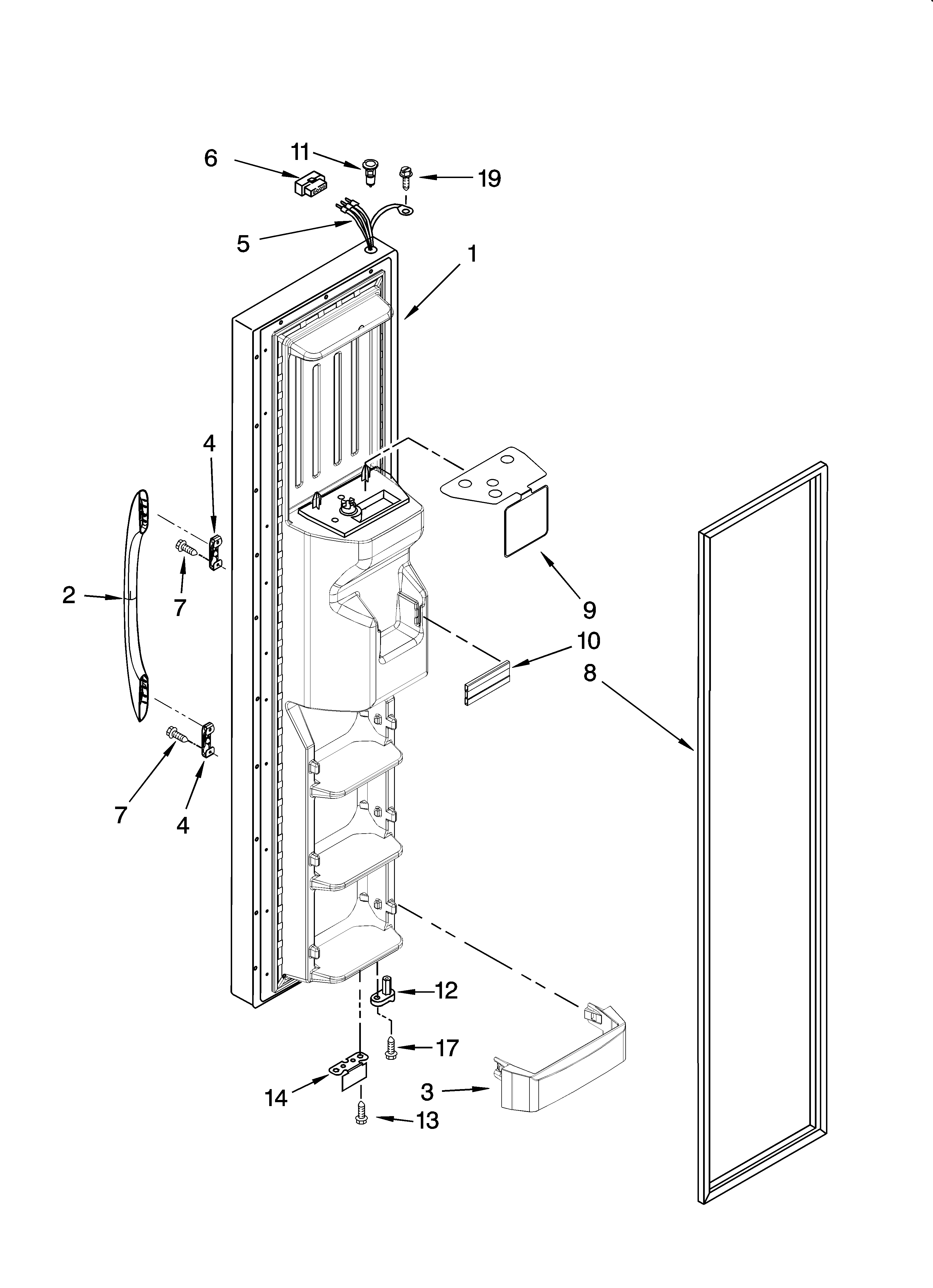 Kenmore 10656663502 freezer door parts diagram