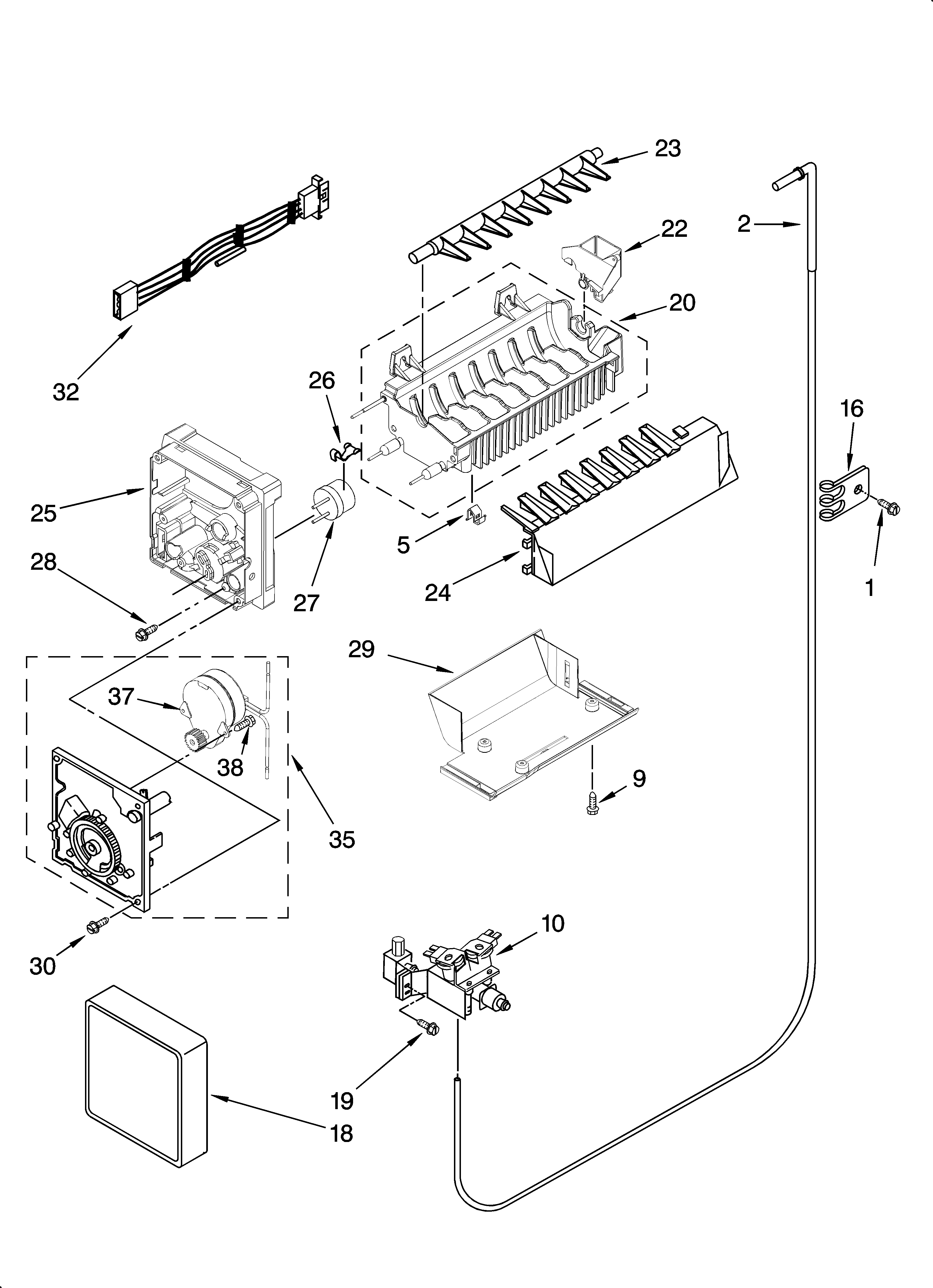 Kenmore 10656663502 icemaker parts, optional parts (not included) diagram