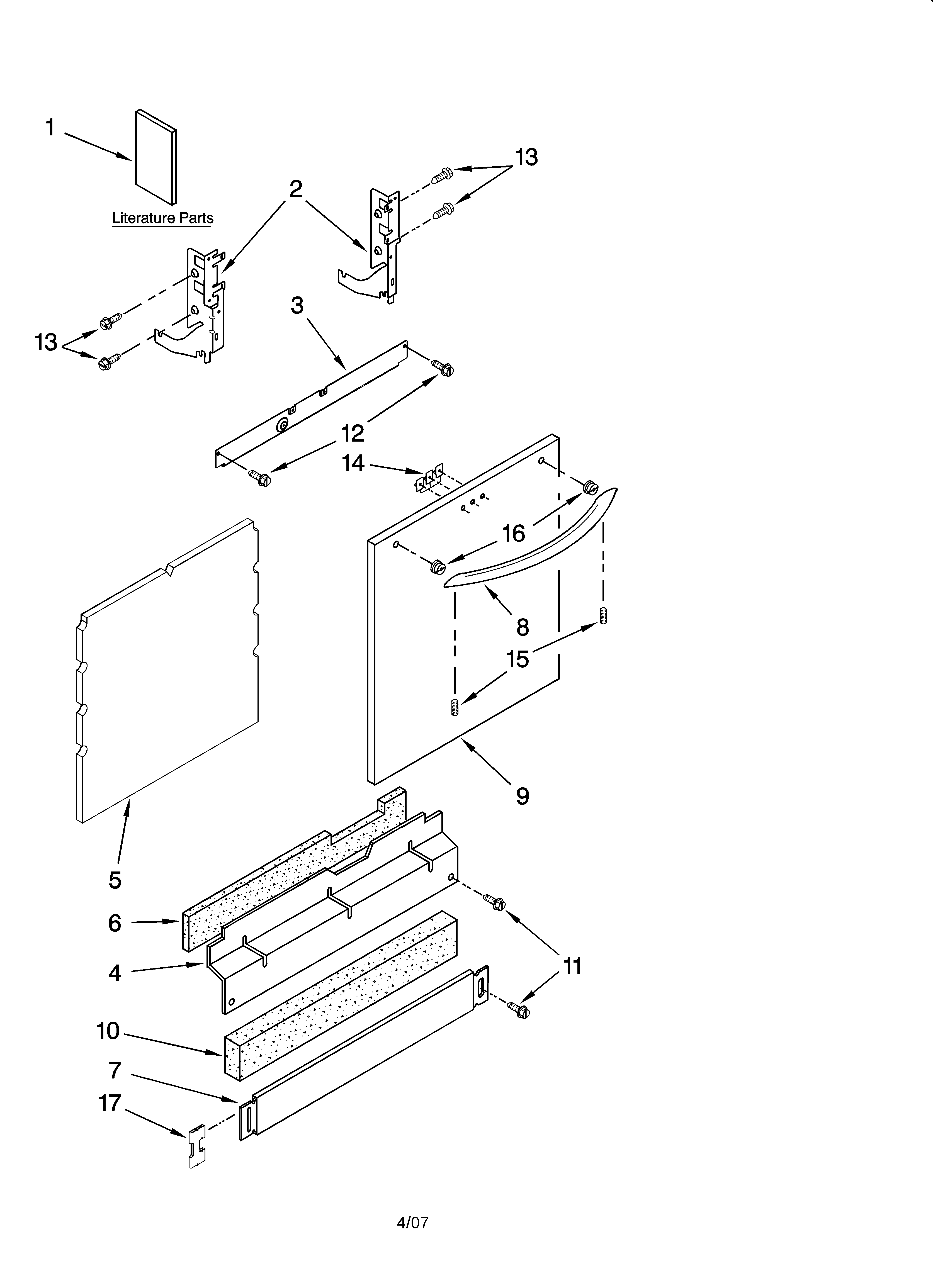 Kenmore Elite 66513772K603 door and panel parts diagram