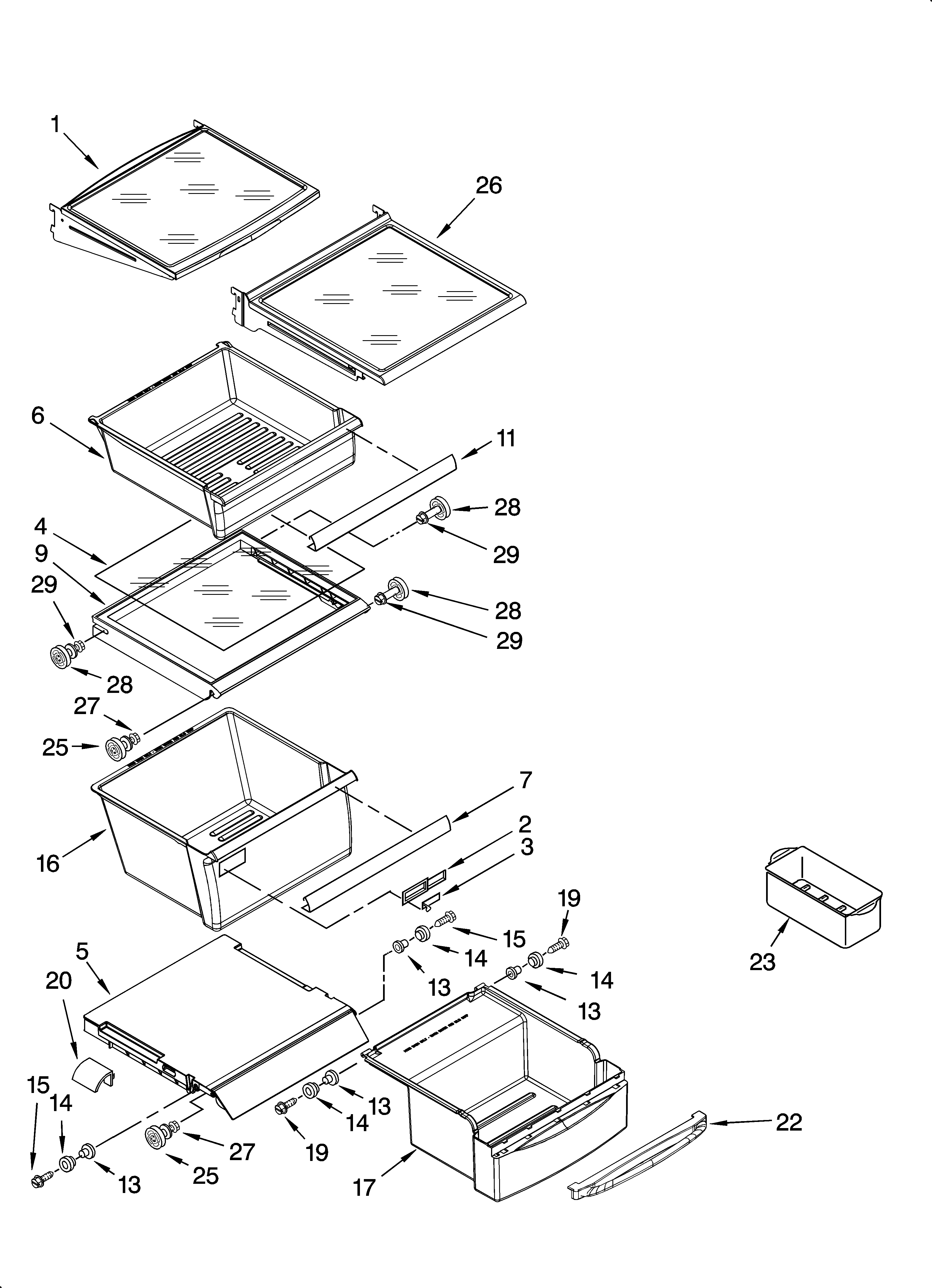 Kenmore Elite 10644032603 refrigerator shelf parts diagram