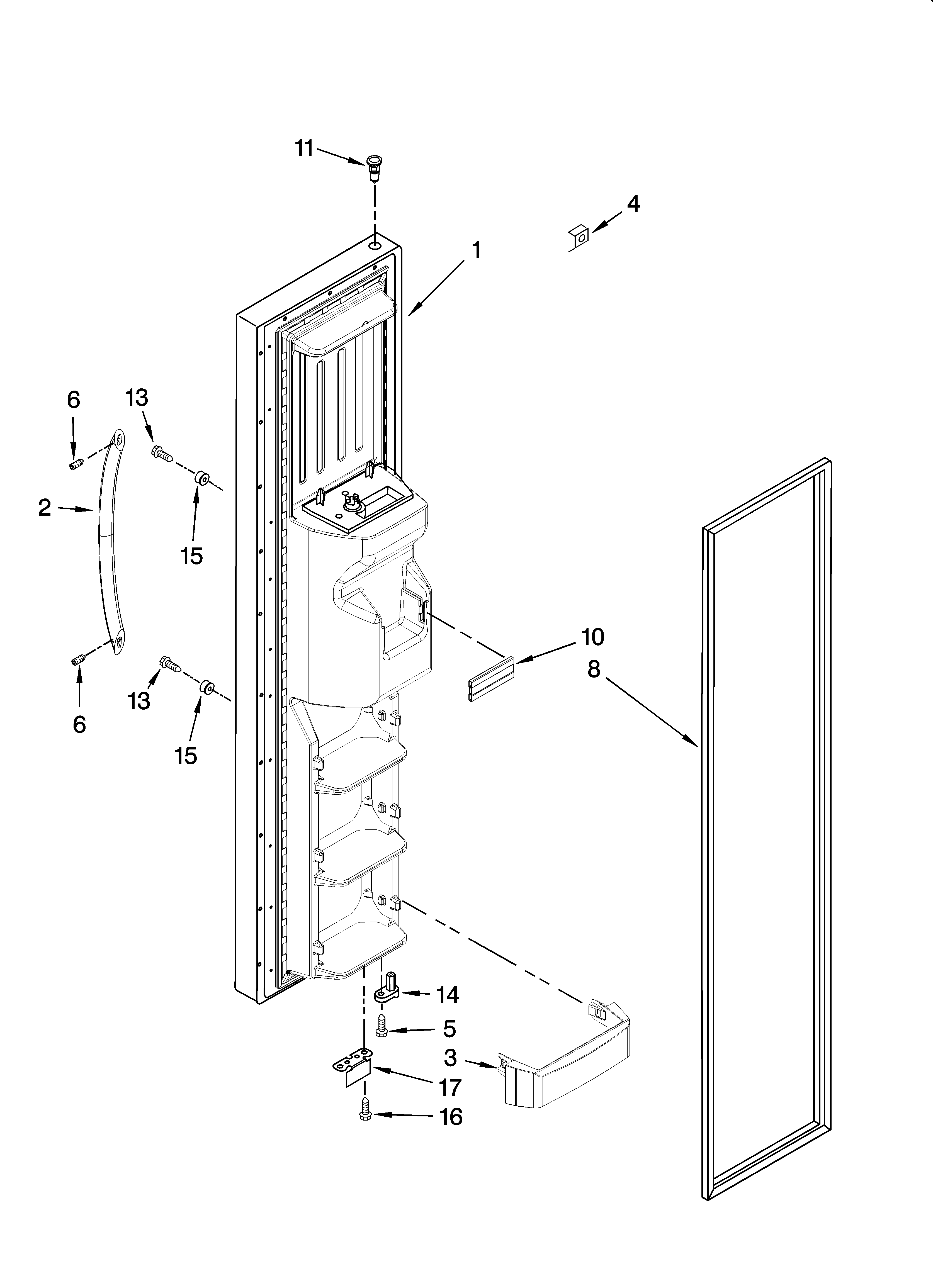 Kenmore Elite 10644032603 freezer door parts diagram