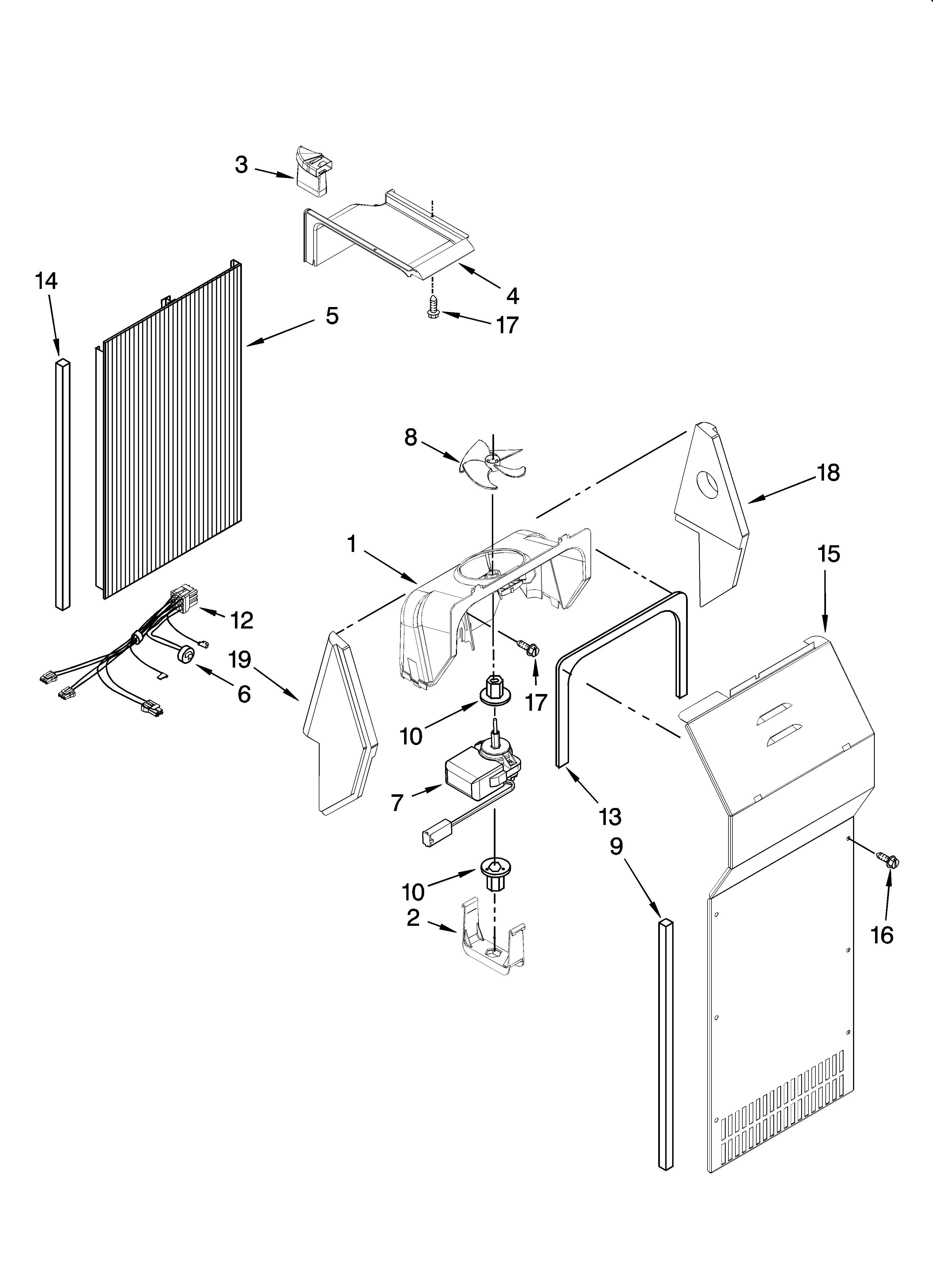 Kenmore Elite 10644032603 air flow parts diagram