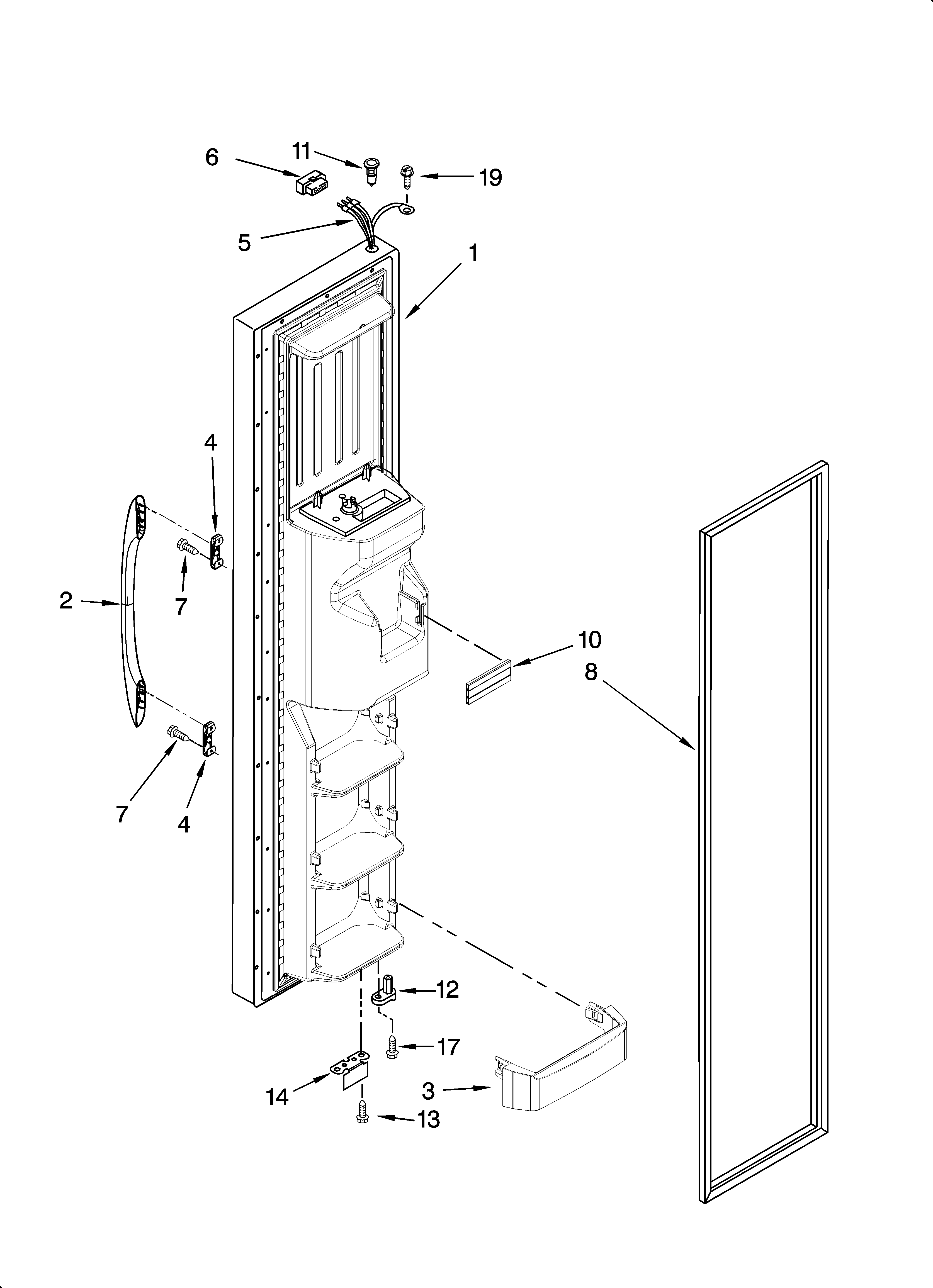 Kenmore 10657039602 freezer door parts diagram