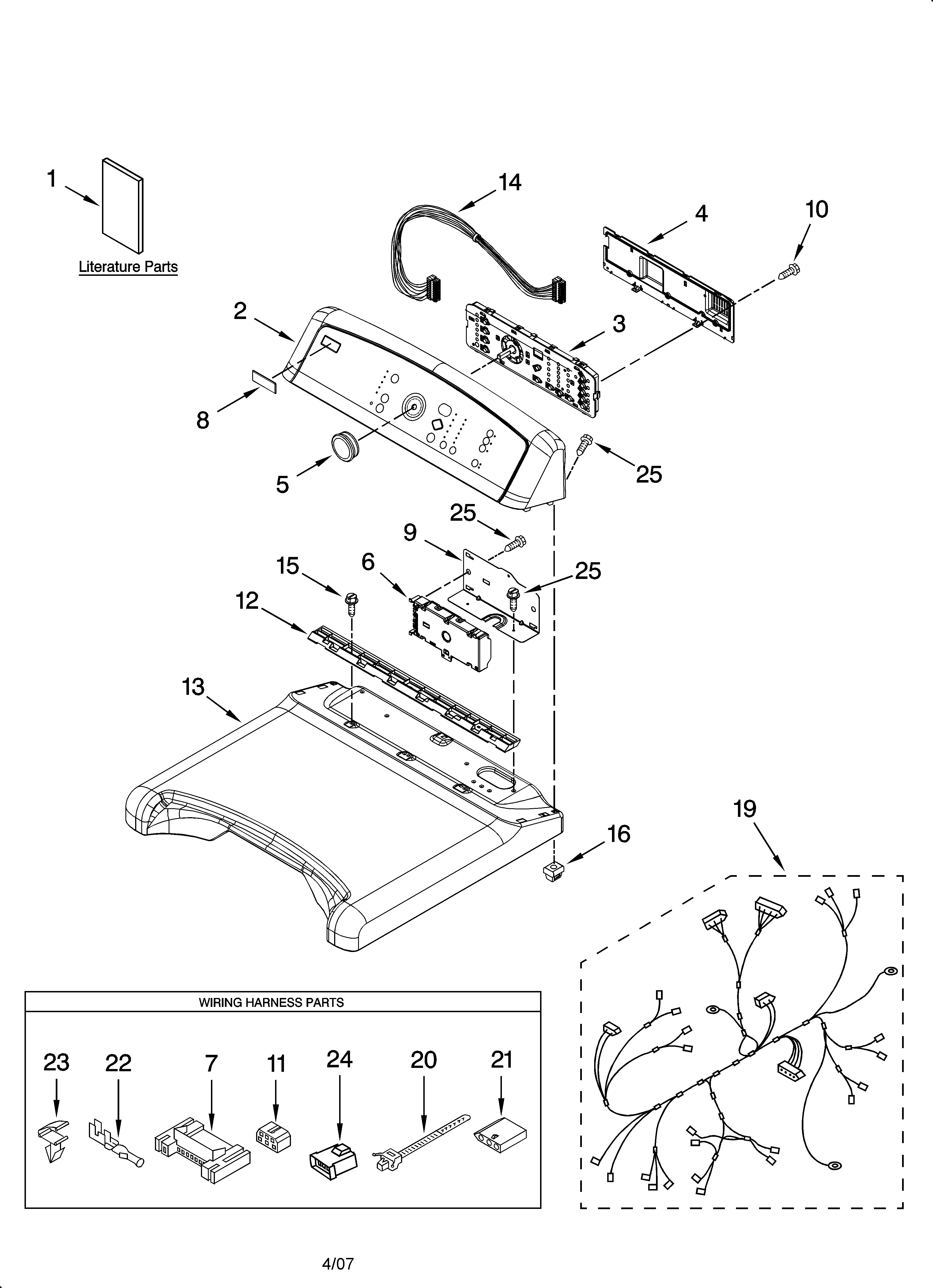 Kenmore Elite 11077062600 top and console parts diagram