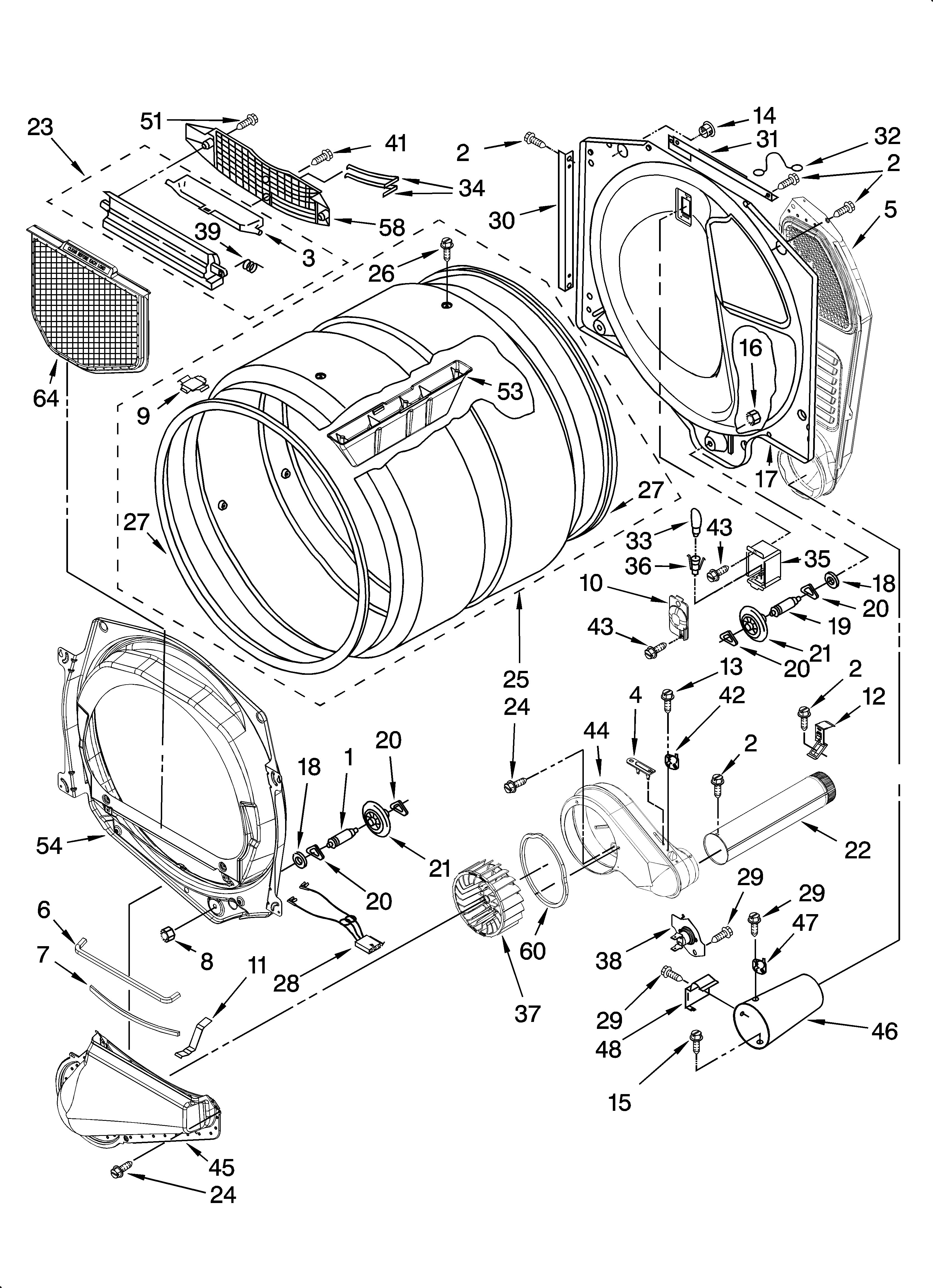 Kenmore 11097562601 bulkhead parts diagram