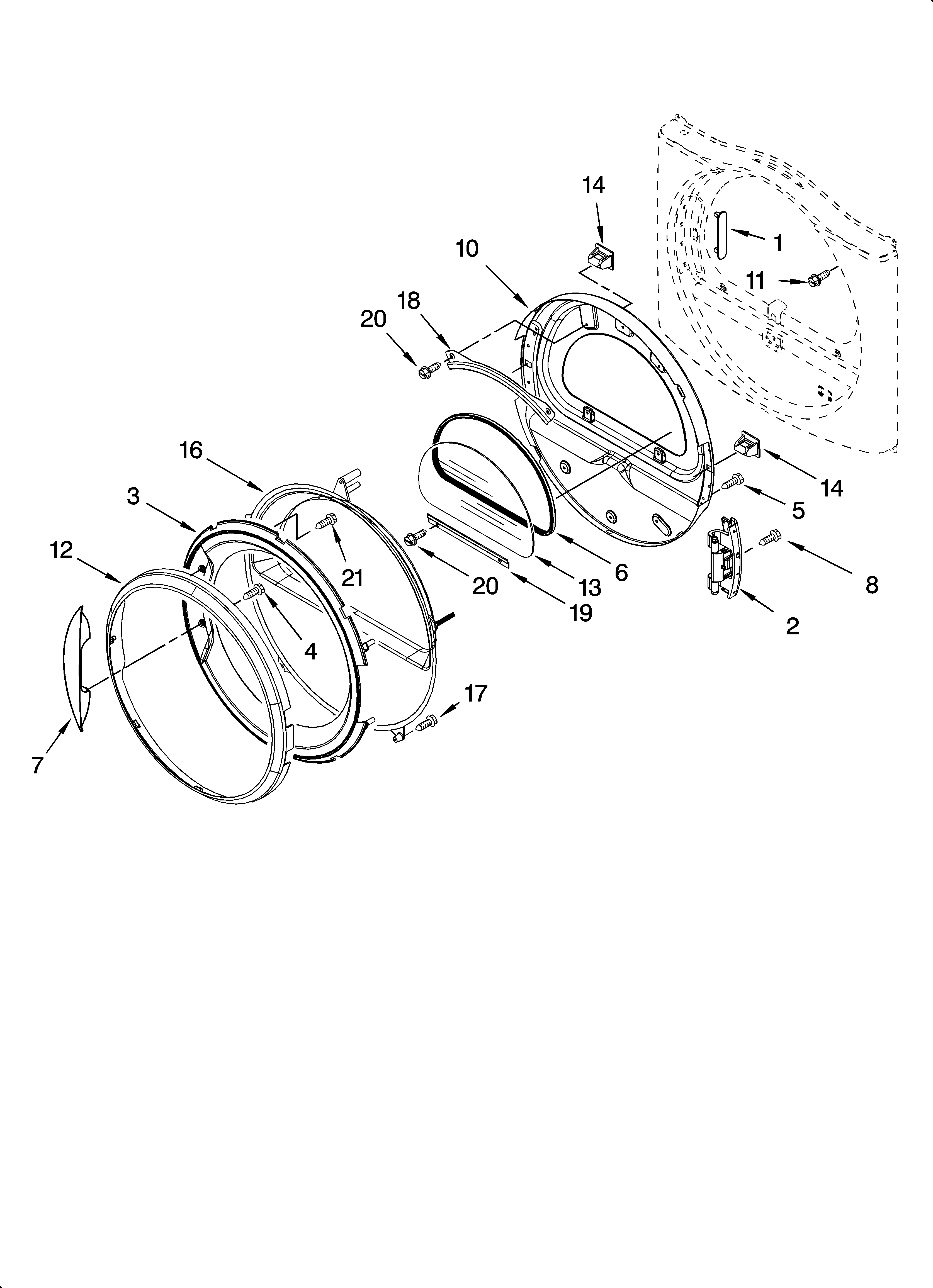 Kenmore 11097562601 door parts, optional parts (not included) diagram