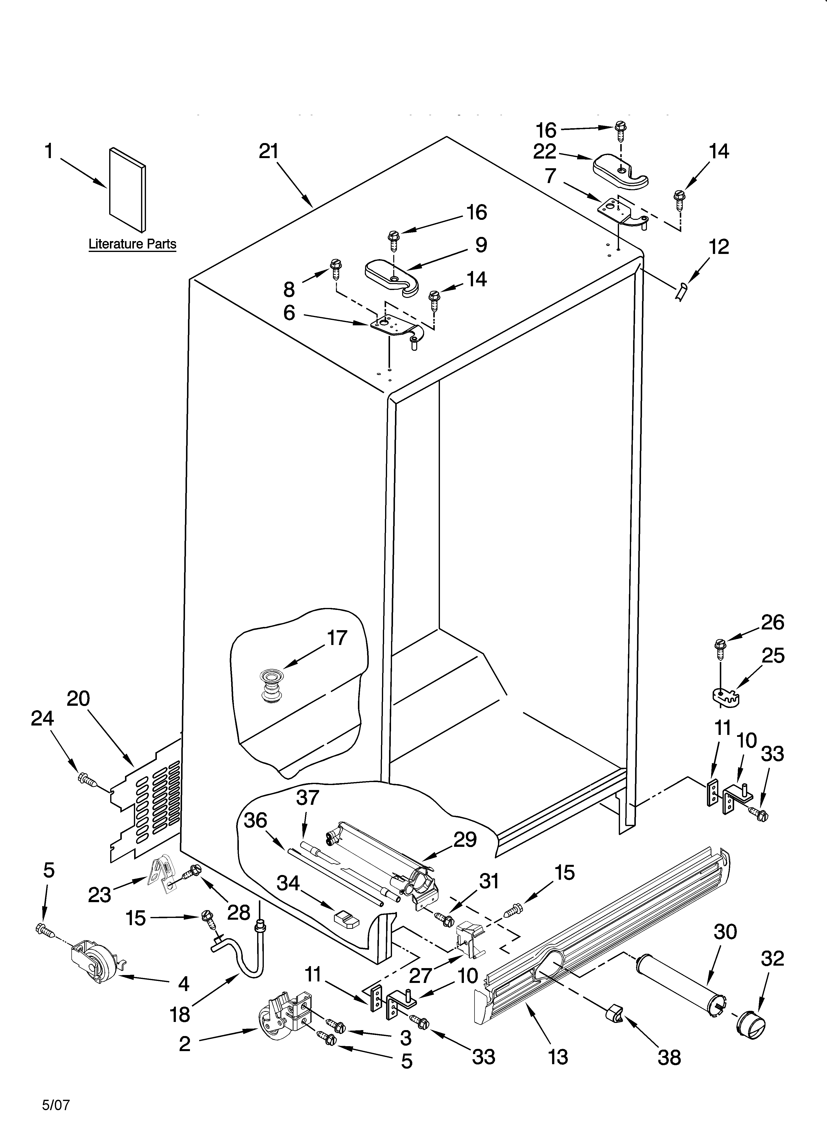 Kenmore 10656732603 cabinet parts diagram