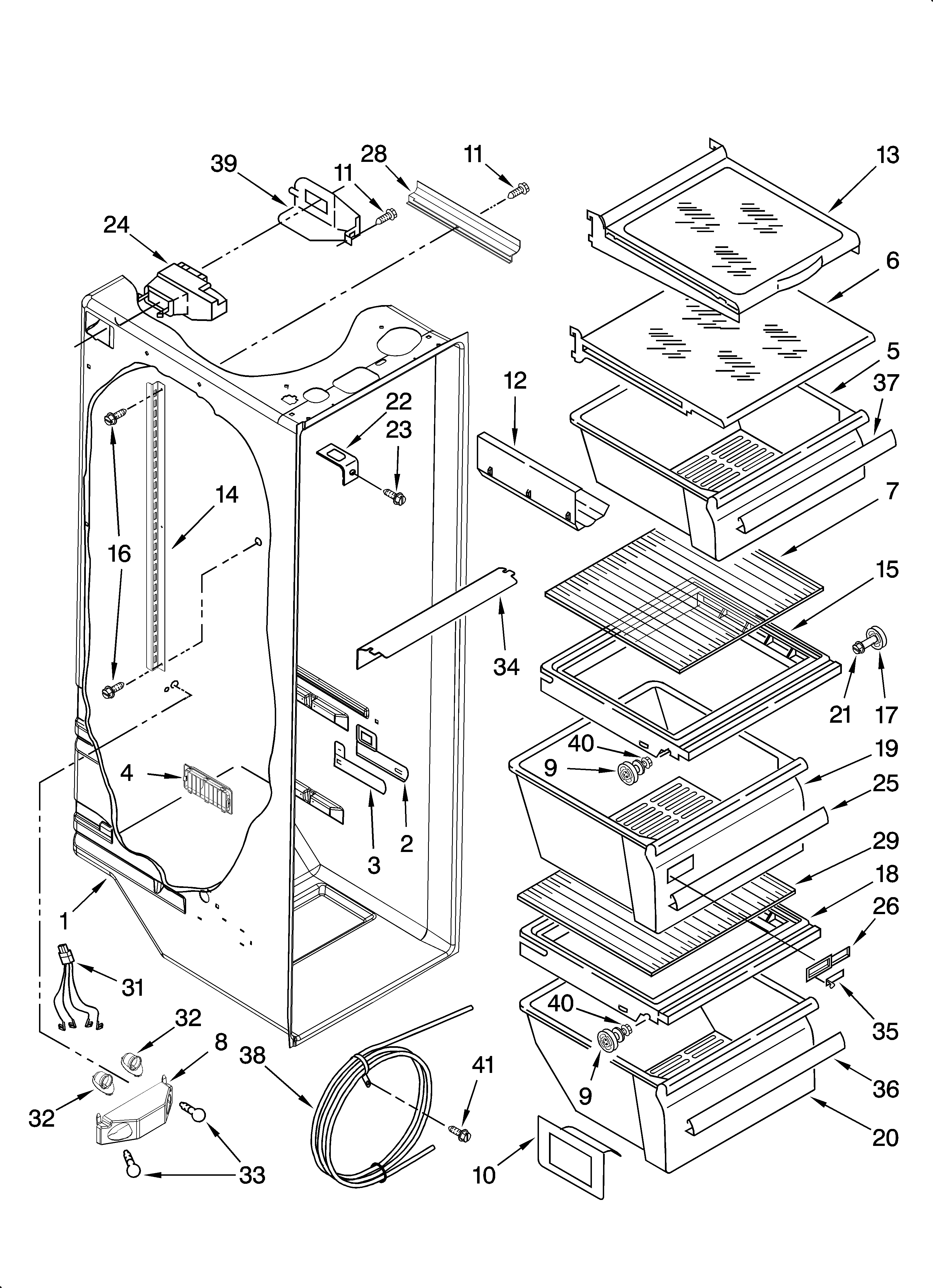 Kenmore 10656732603 refrigerator liner parts diagram