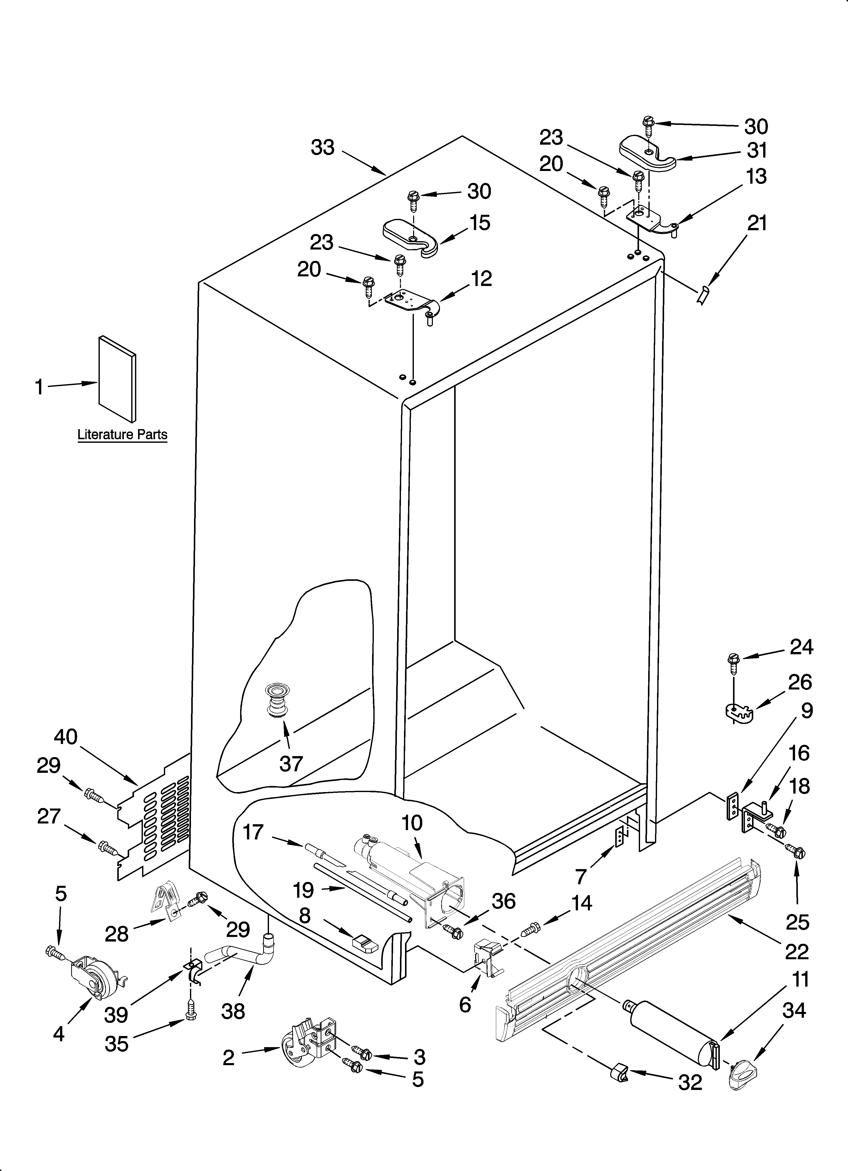 Kenmore 10658232700 cabinet parts diagram