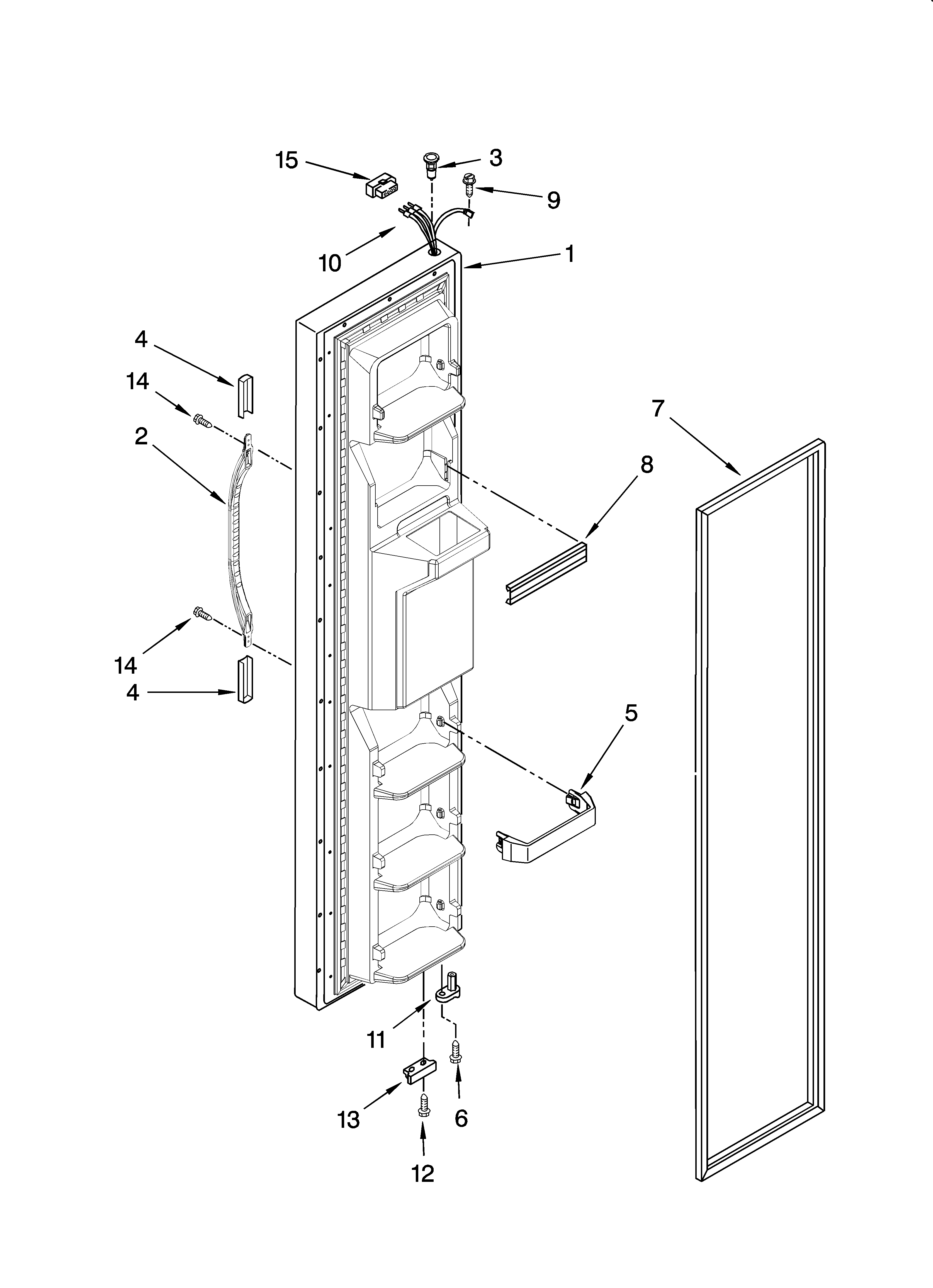 Kenmore 10658232700 freezer door parts diagram