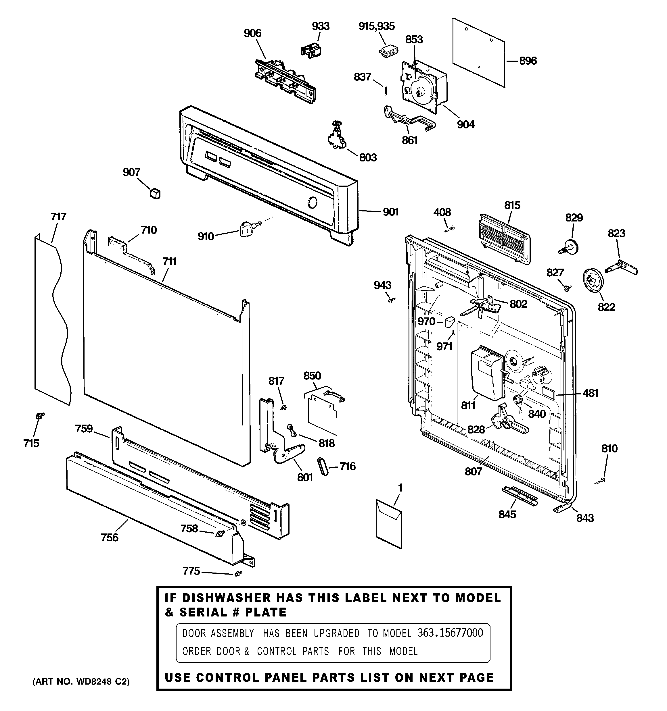 Kenmore 36314387000 escutcheon & door assembly diagram